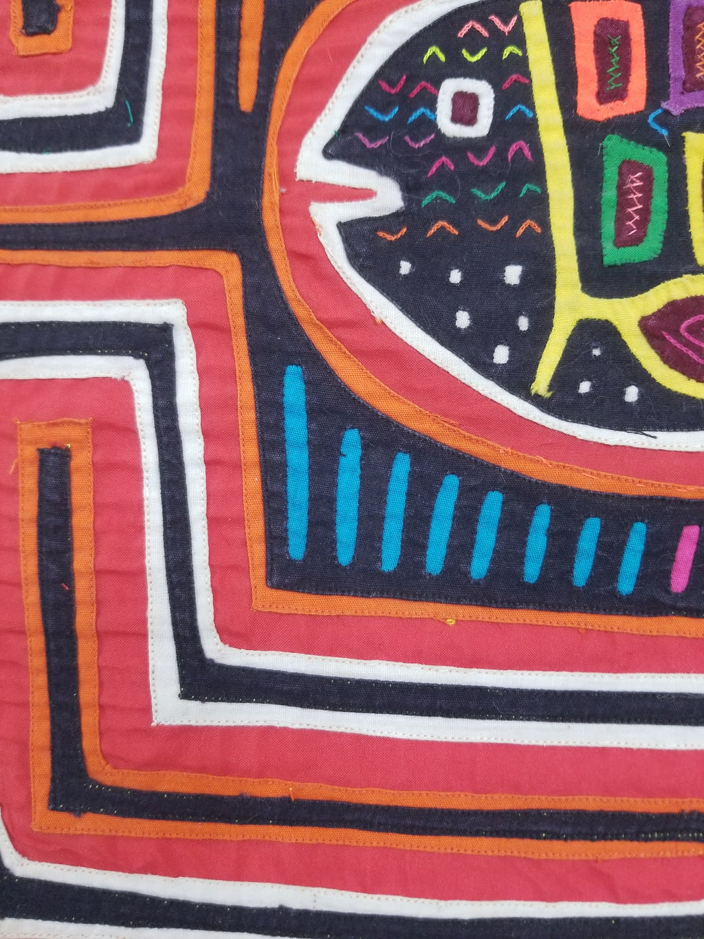 Vintage Traditional Kuna Mola Applique Work Folk Art Panel 45x32cm