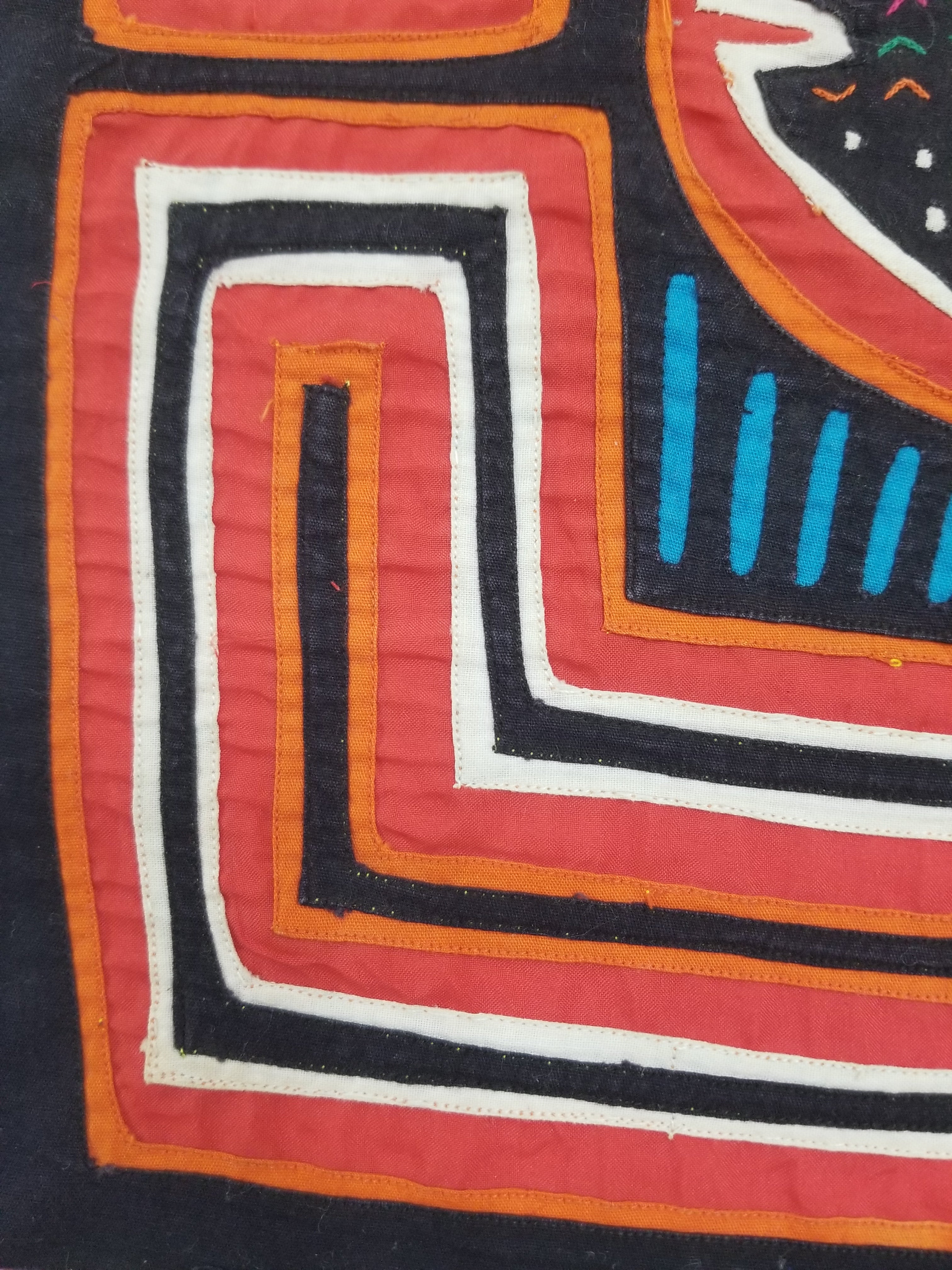 Vintage Traditional Kuna Mola Applique Work Folk Art Panel 45x32cm
