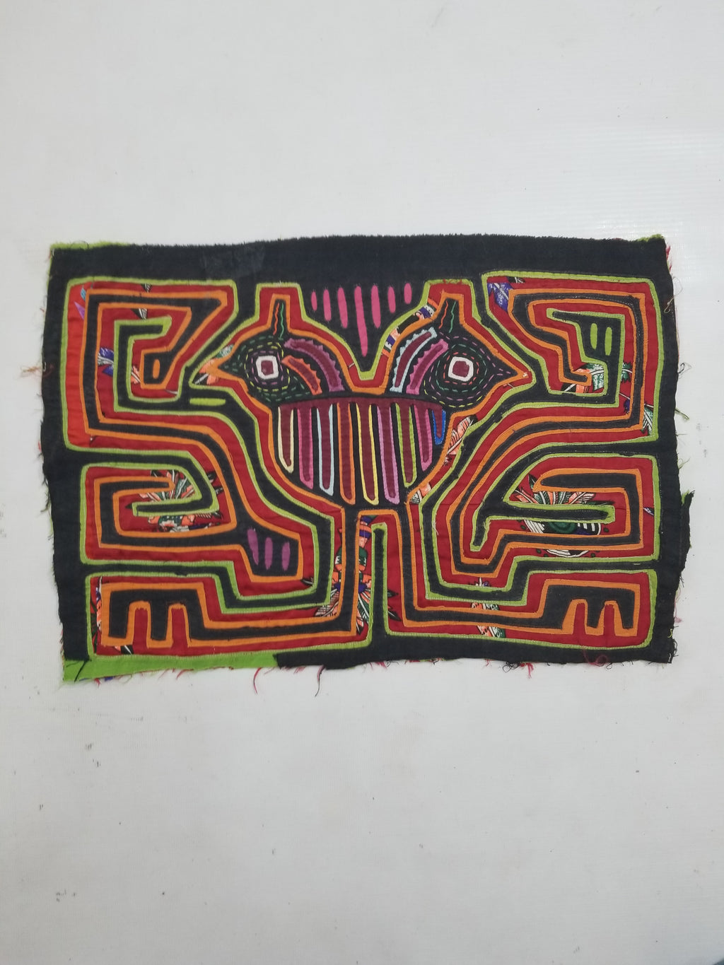 Vintage Traditional Kuna Mola Applique Work Folk Art Panel 40x28cm
