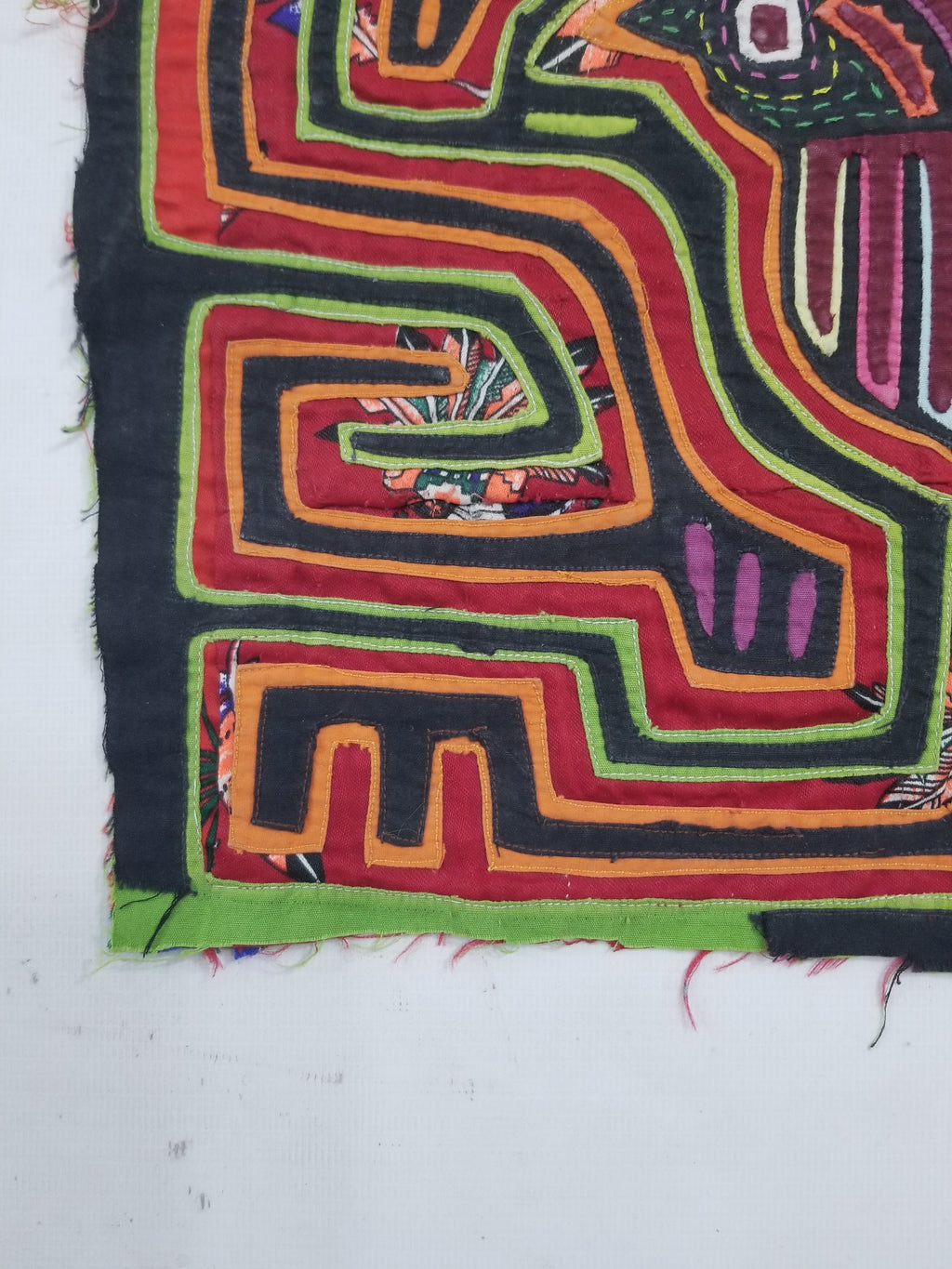 Vintage Traditional Kuna Mola Applique Work Folk Art Panel 40x28cm