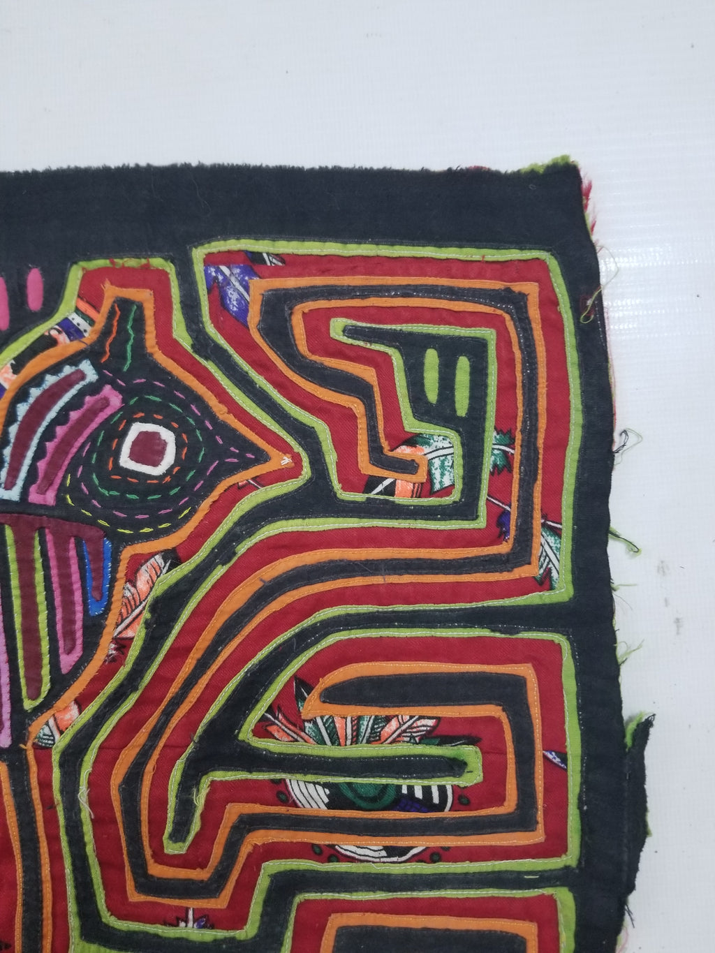 Vintage Traditional Kuna Mola Applique Work Folk Art Panel 40x28cm