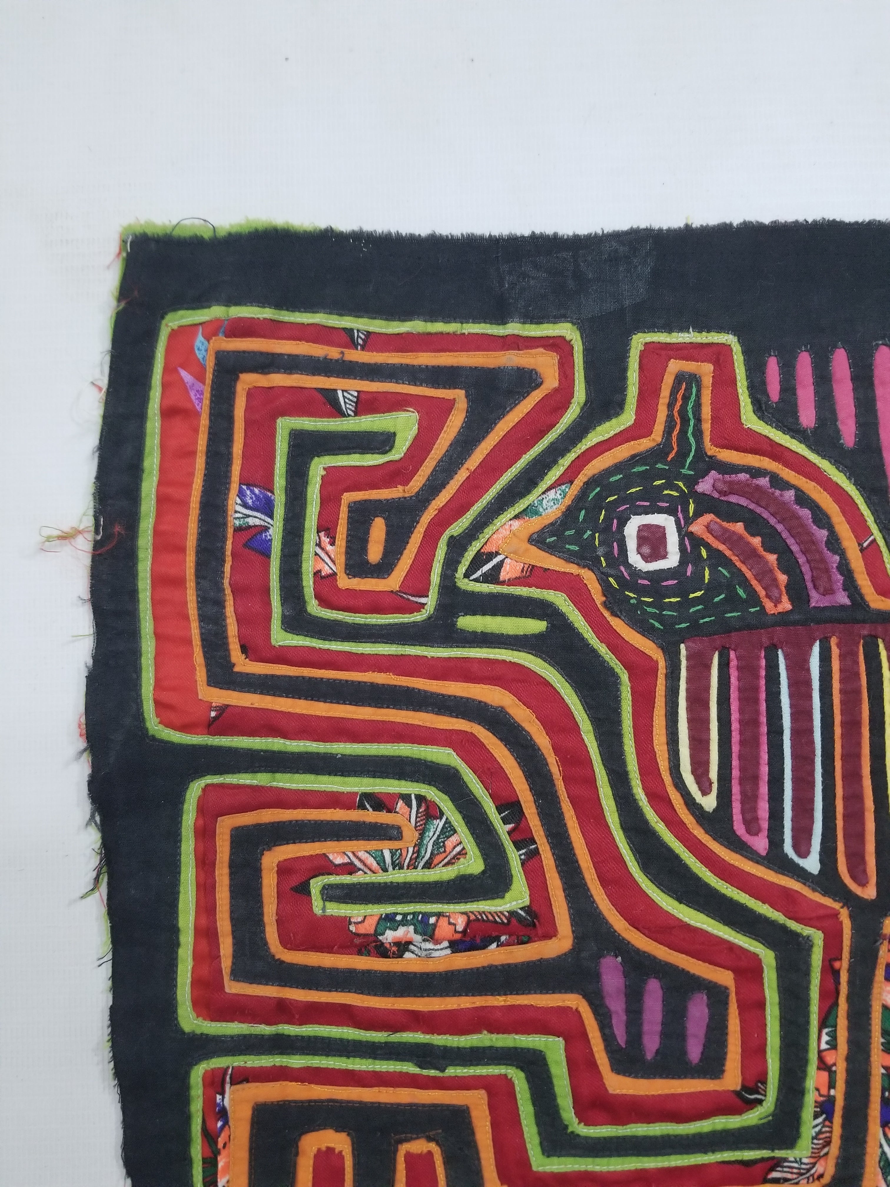 Vintage Traditional Kuna Mola Applique Work Folk Art Panel 40x28cm