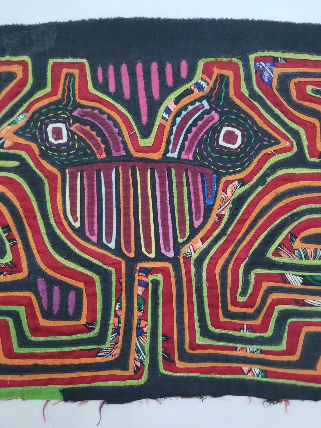 Vintage Traditional Kuna Mola Applique Work Folk Art Panel 40x28cm