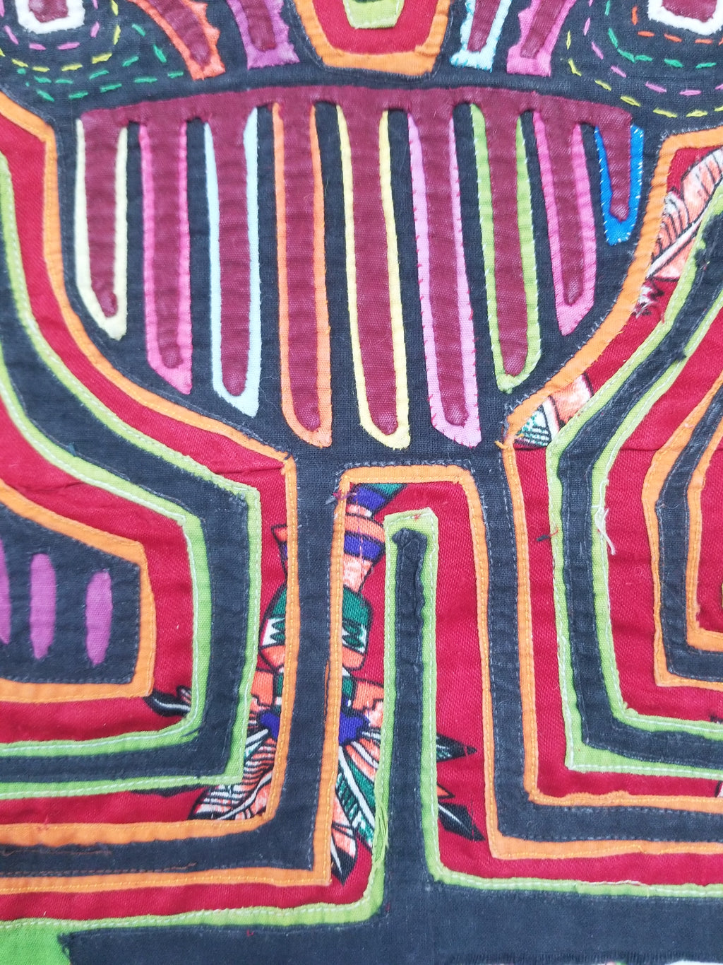 Vintage Traditional Kuna Mola Applique Work Folk Art Panel 40x28cm