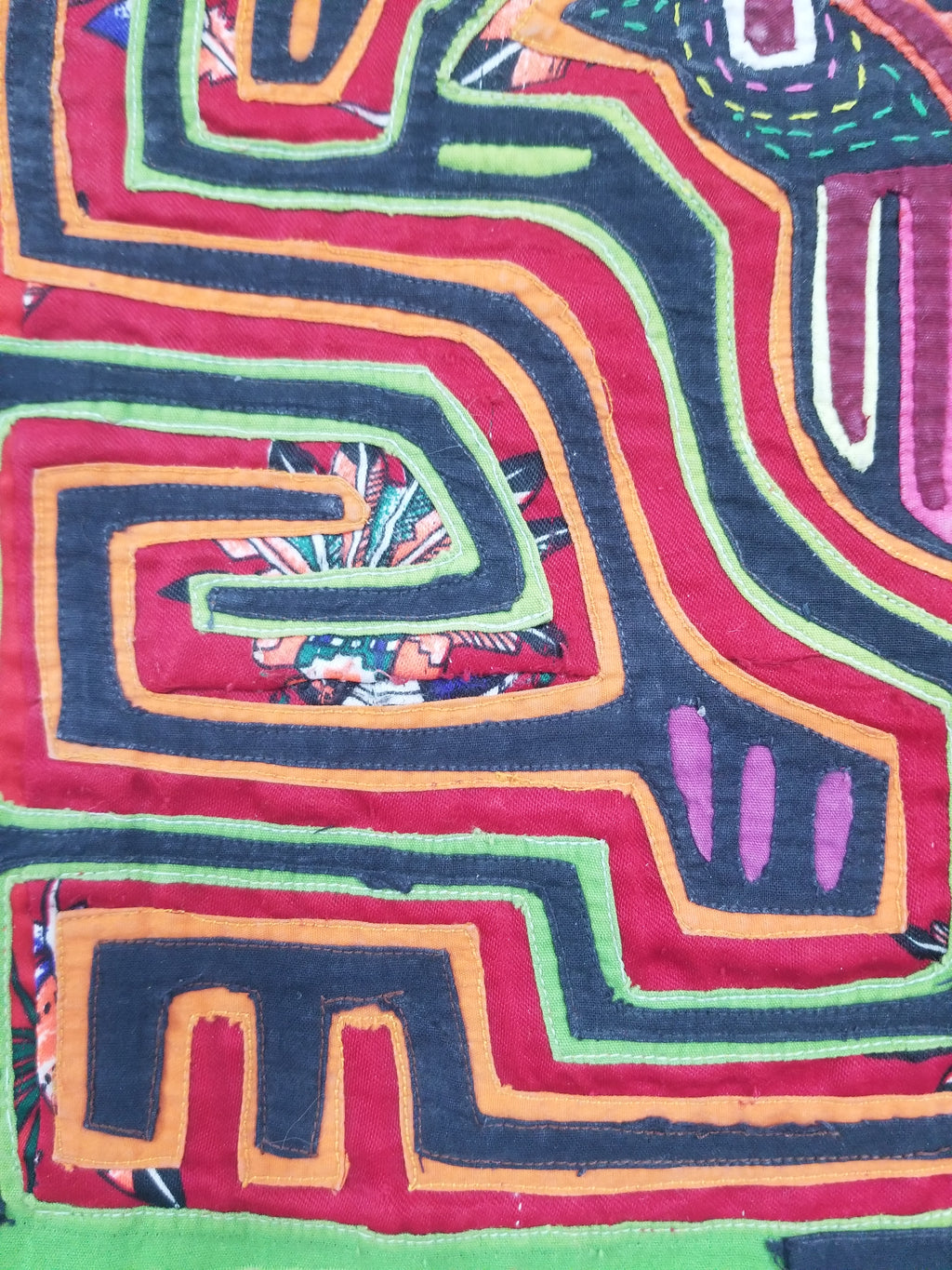 Vintage Traditional Kuna Mola Applique Work Folk Art Panel 40x28cm