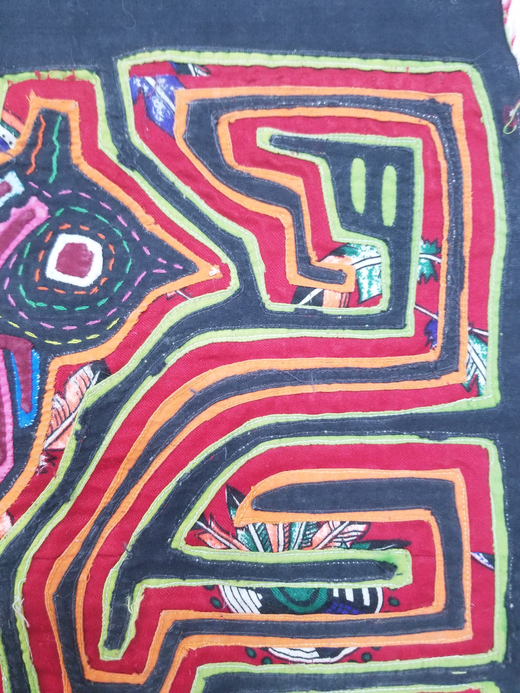 Vintage Traditional Kuna Mola Applique Work Folk Art Panel 40x28cm
