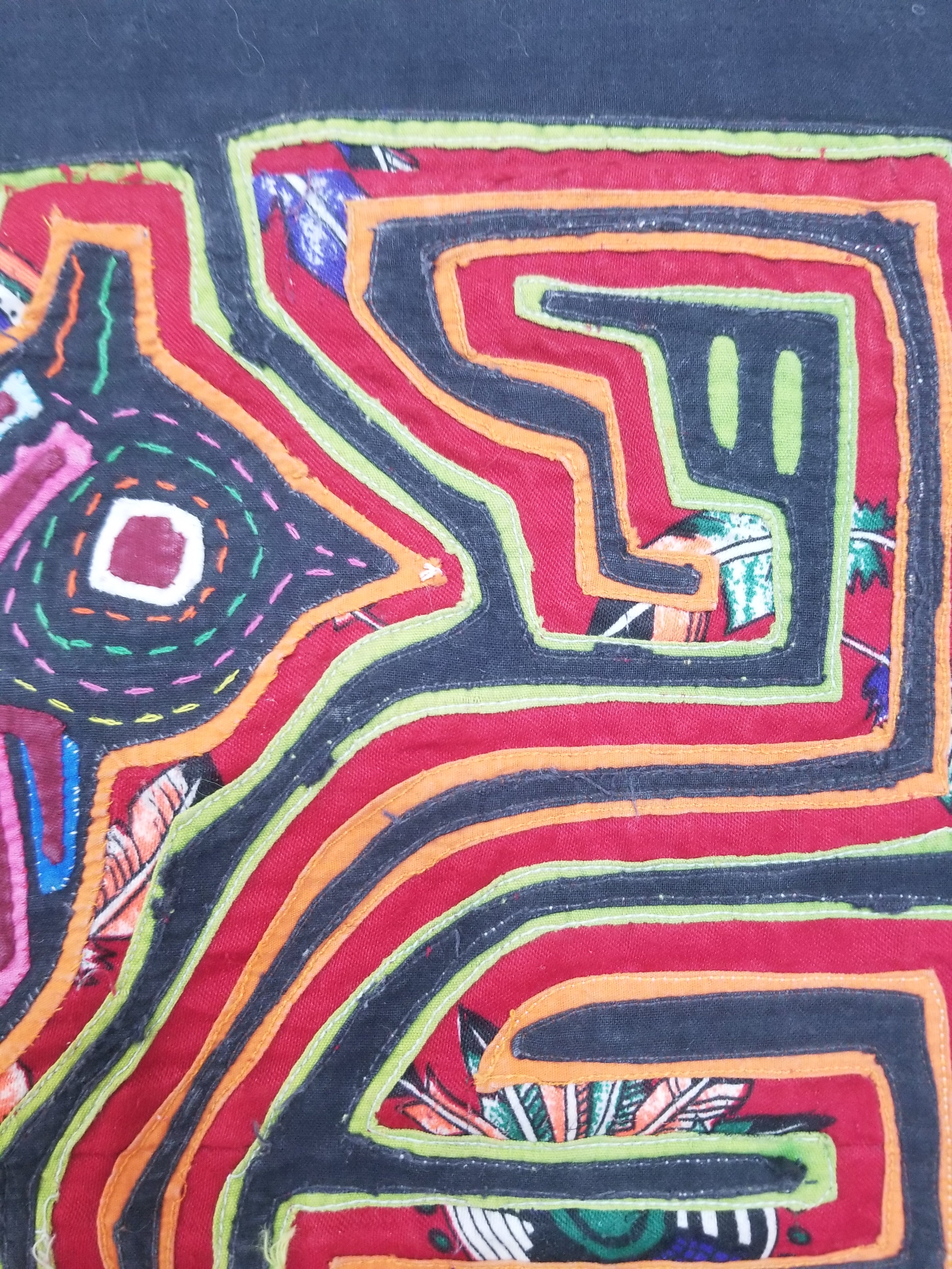 Vintage Traditional Kuna Mola Applique Work Folk Art Panel 40x28cm