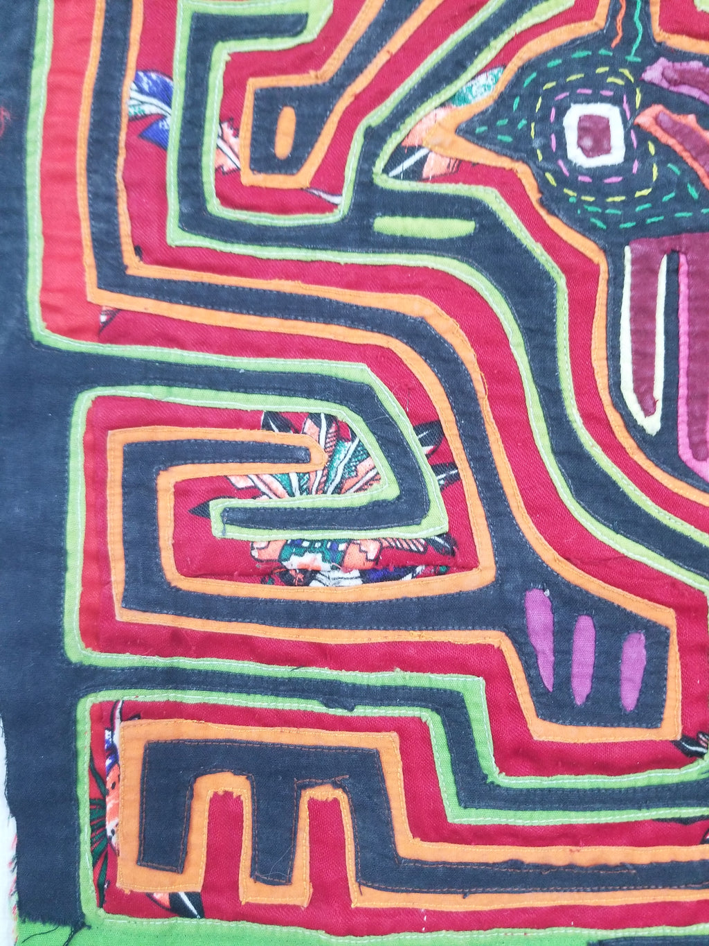 Vintage Traditional Kuna Mola Applique Work Folk Art Panel 40x28cm