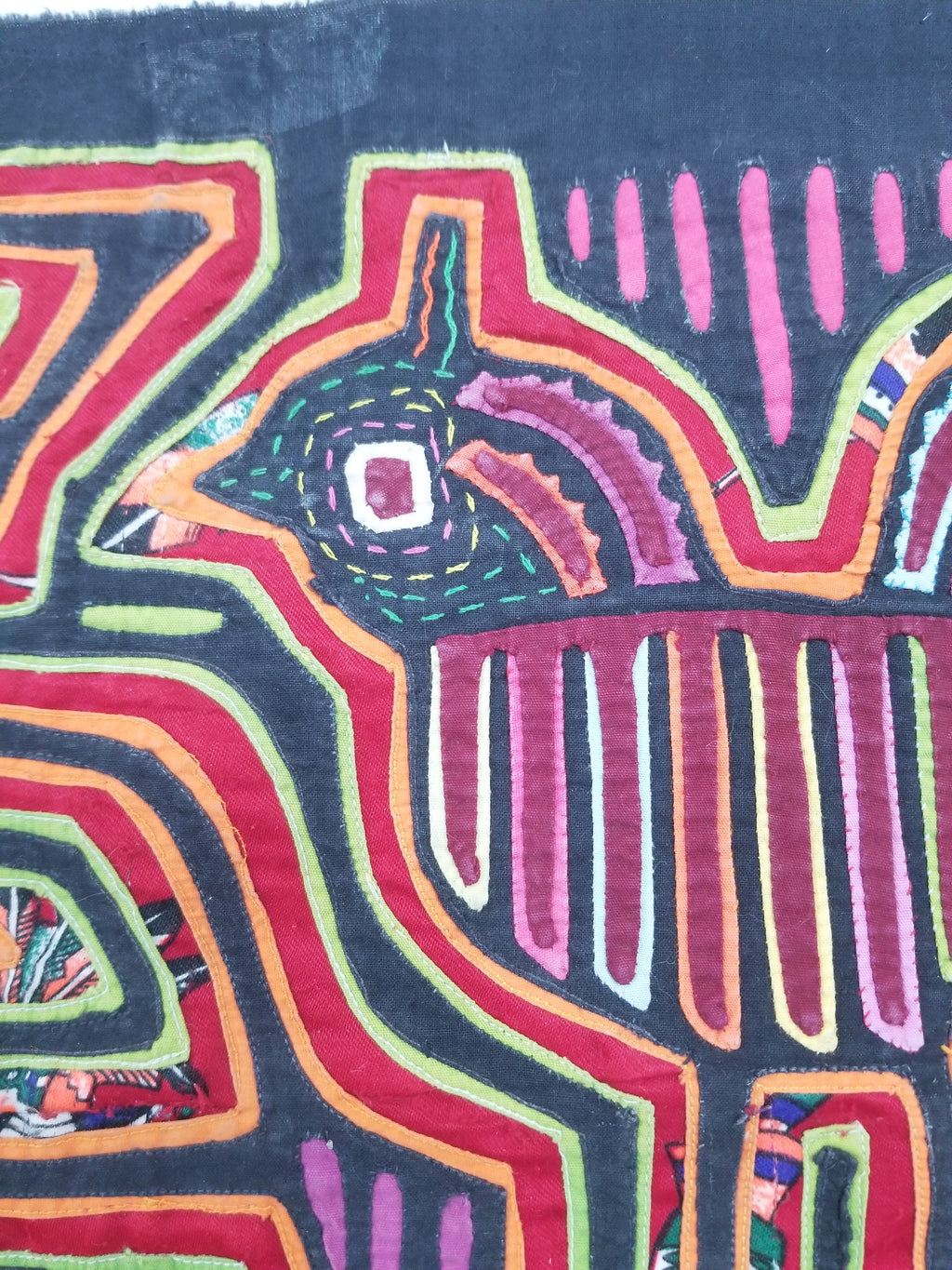 Vintage Traditional Kuna Mola Applique Work Folk Art Panel 40x28cm