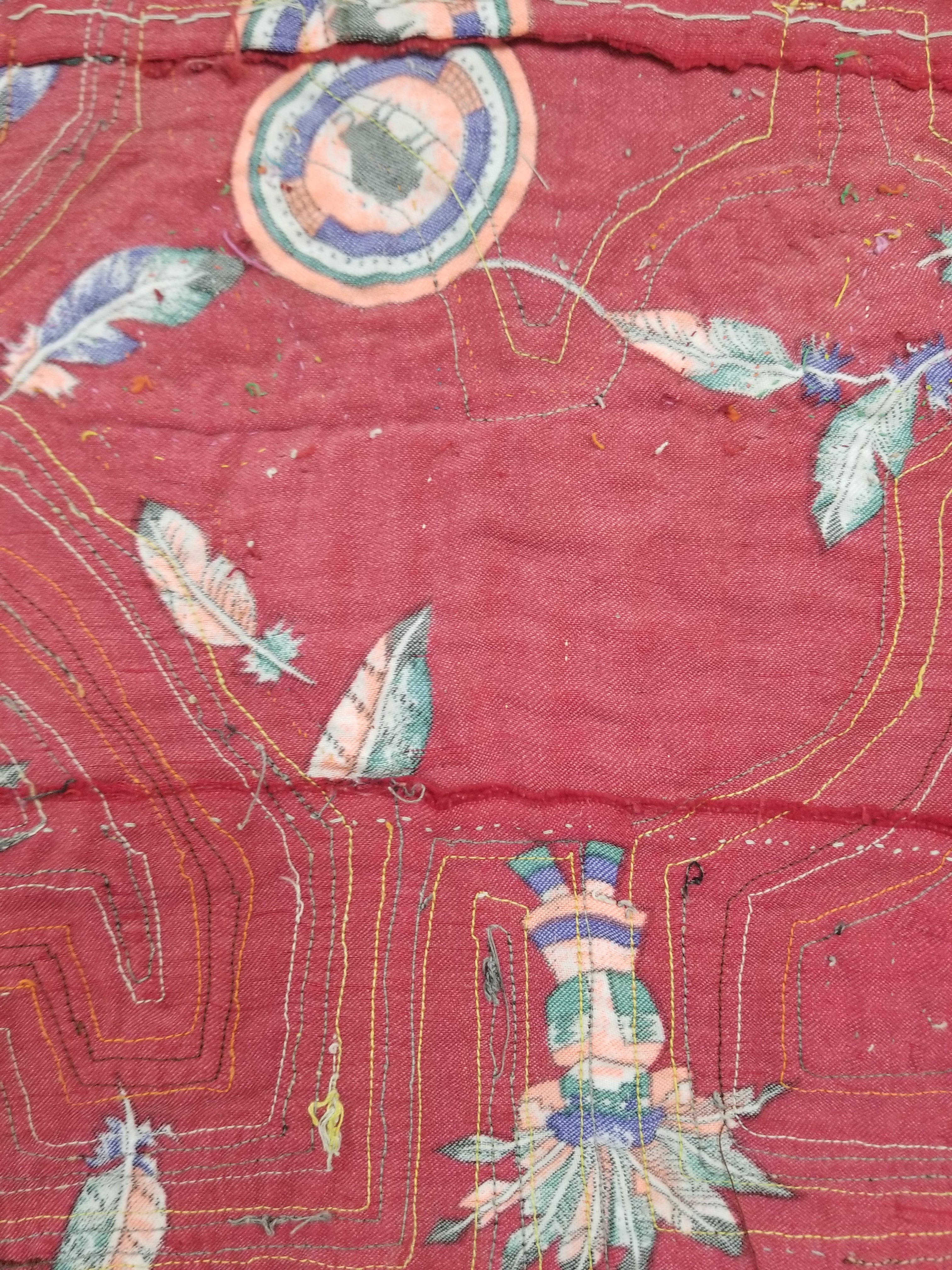 Vintage Traditional Kuna Mola Applique Work Folk Art Panel 40x28cm