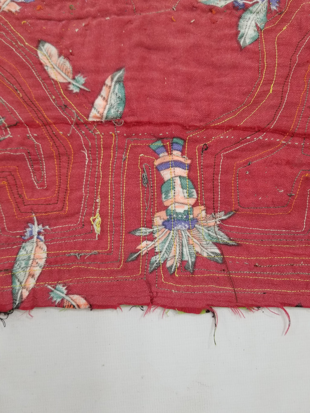 Vintage Traditional Kuna Mola Applique Work Folk Art Panel 40x28cm