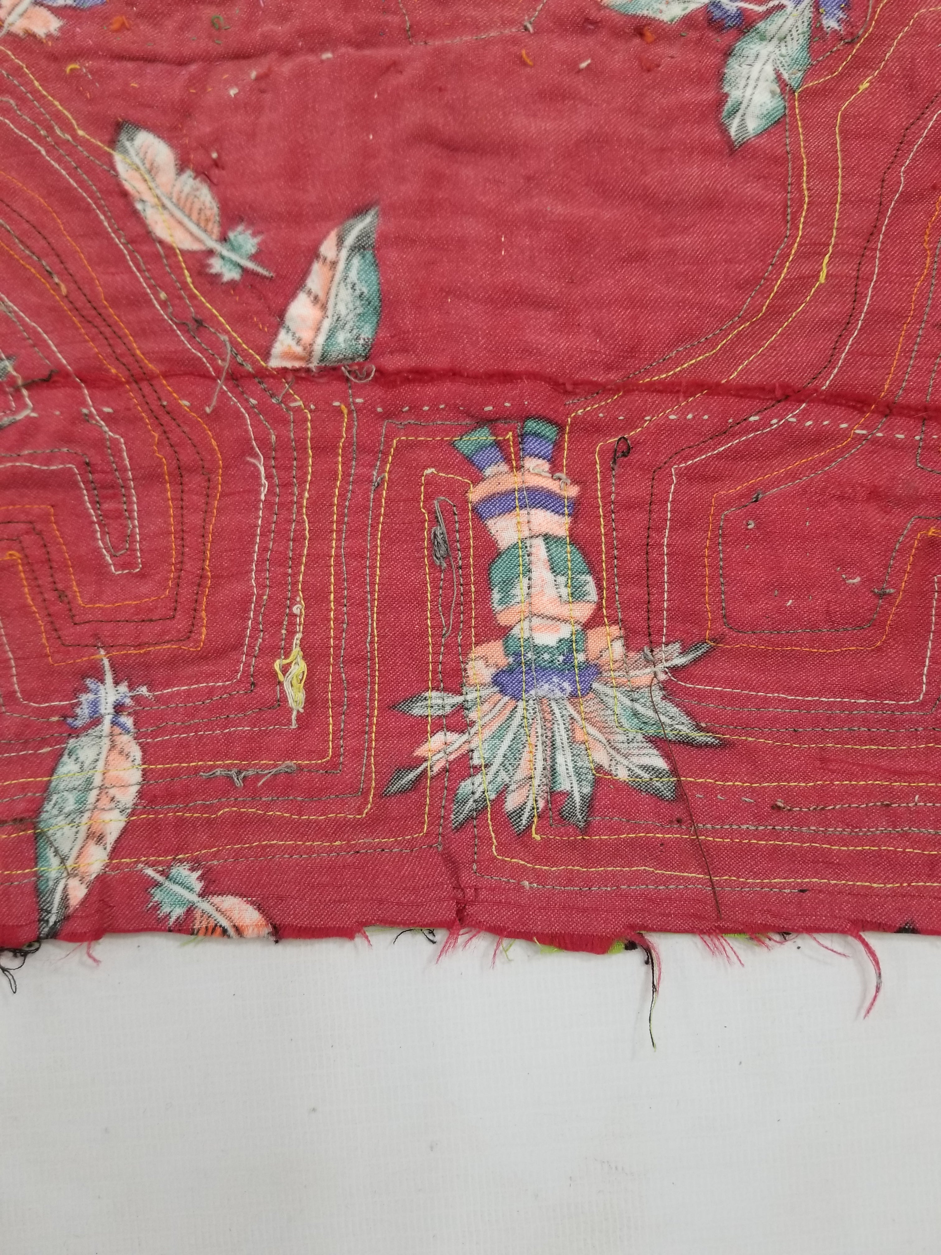 Vintage Traditional Kuna Mola Applique Work Folk Art Panel 40x28cm
