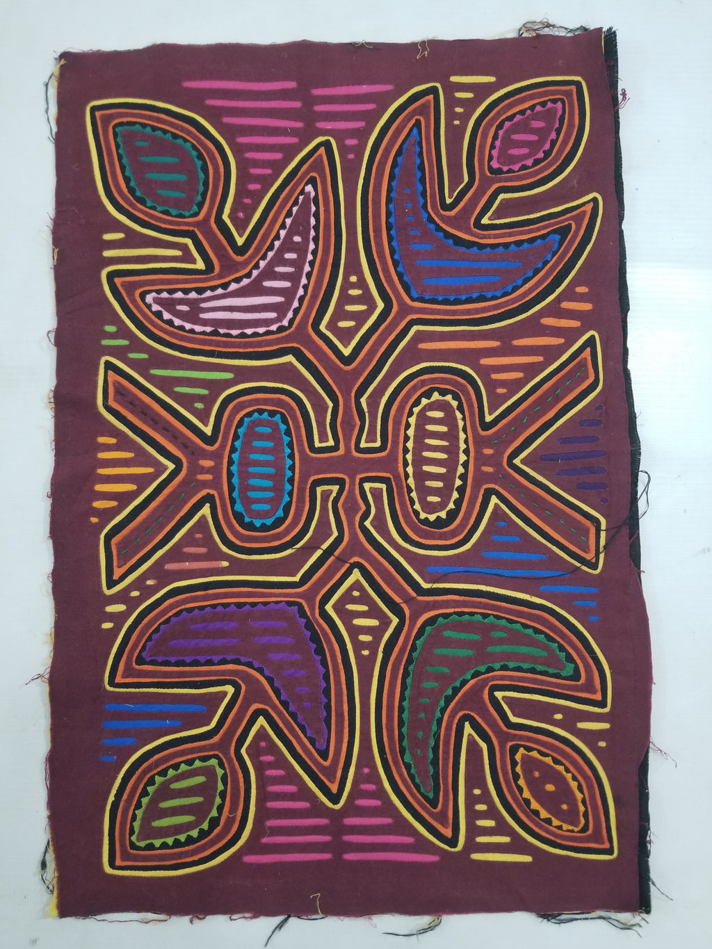 Vintage Traditional Kuna Mola Applique Work Folk Art Panel 50x32cm