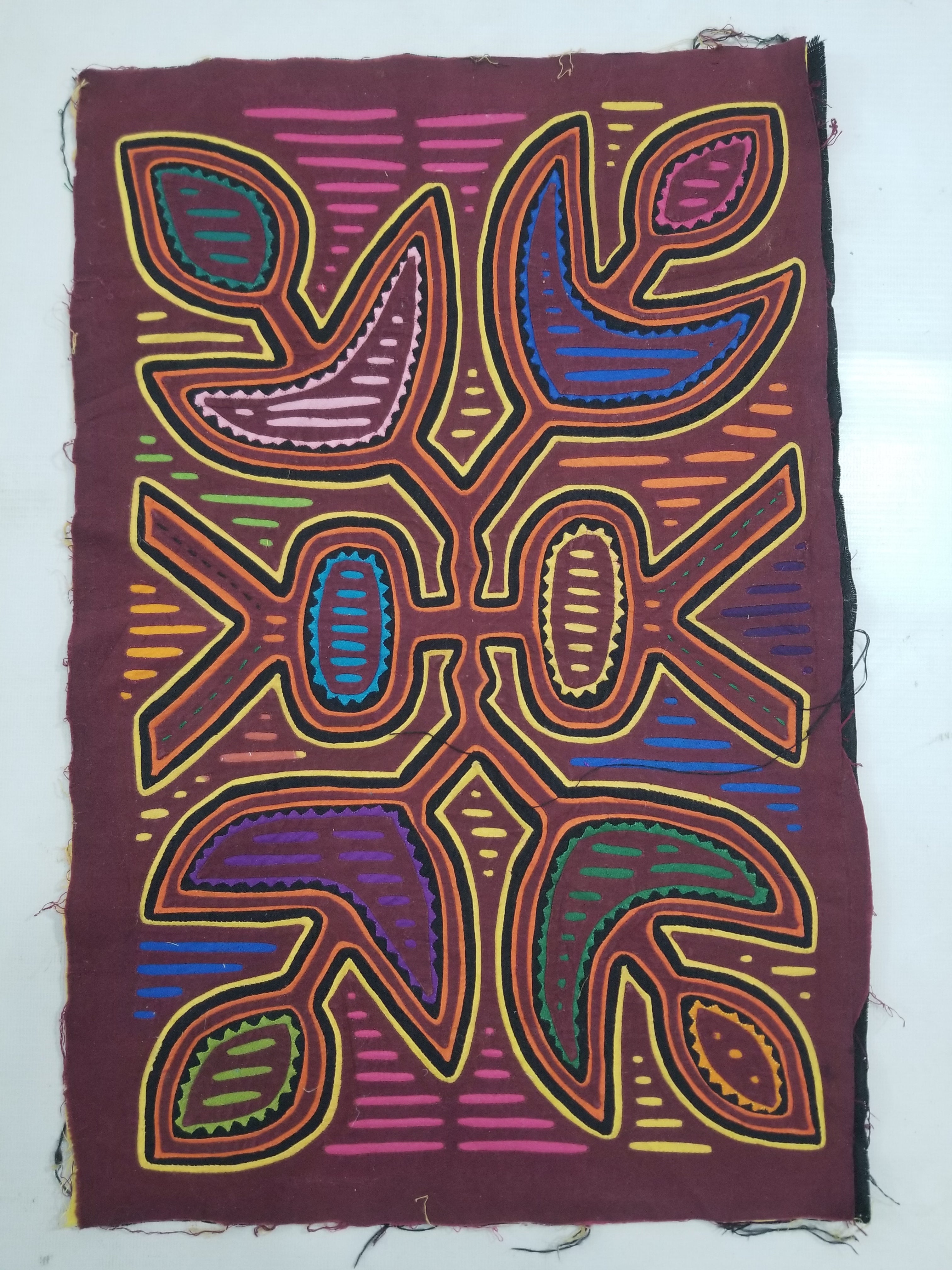 Vintage Traditional Kuna Mola Applique Work Folk Art Panel 50x32cm