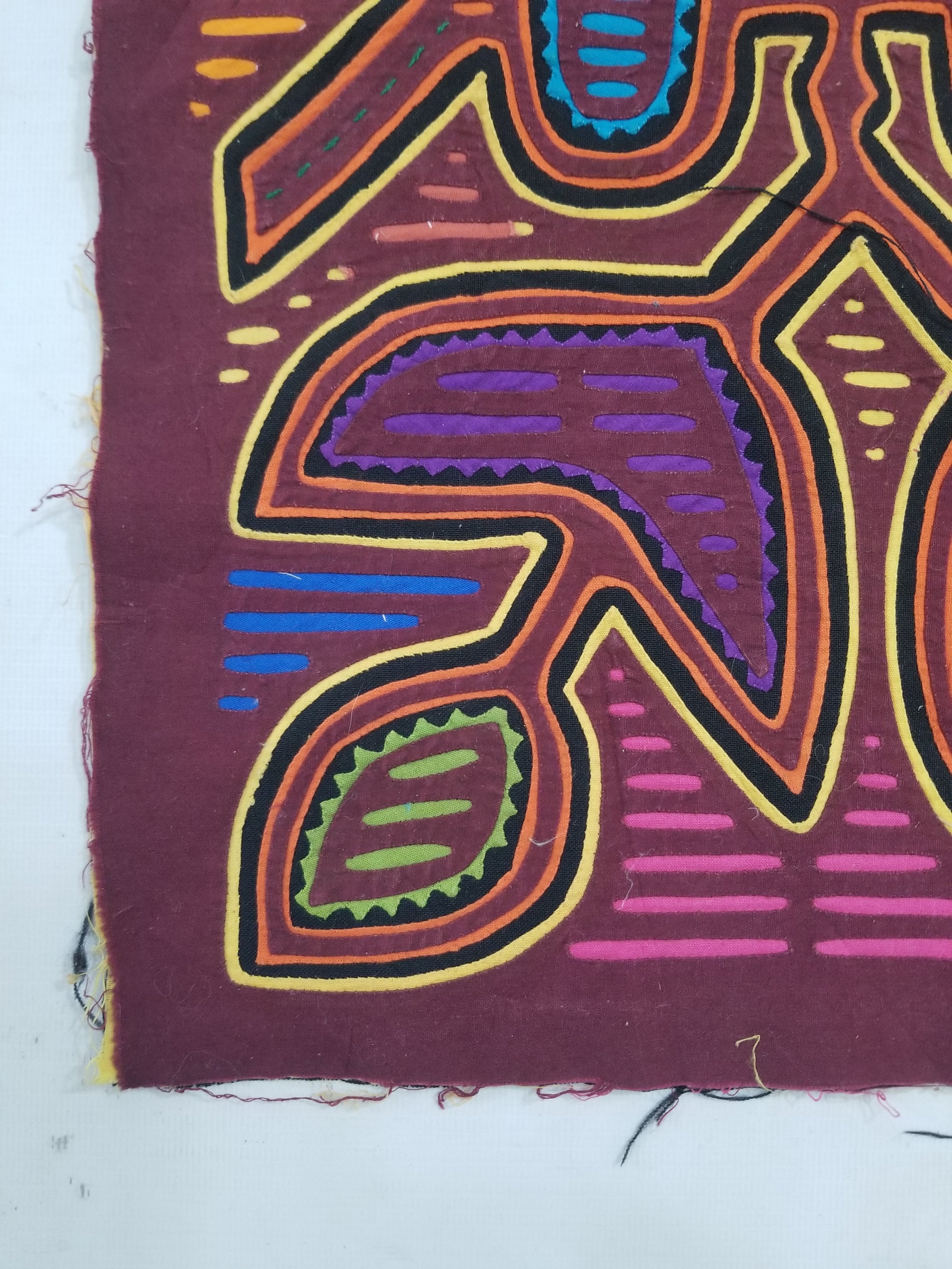 Vintage Traditional Kuna Mola Applique Work Folk Art Panel 50x32cm