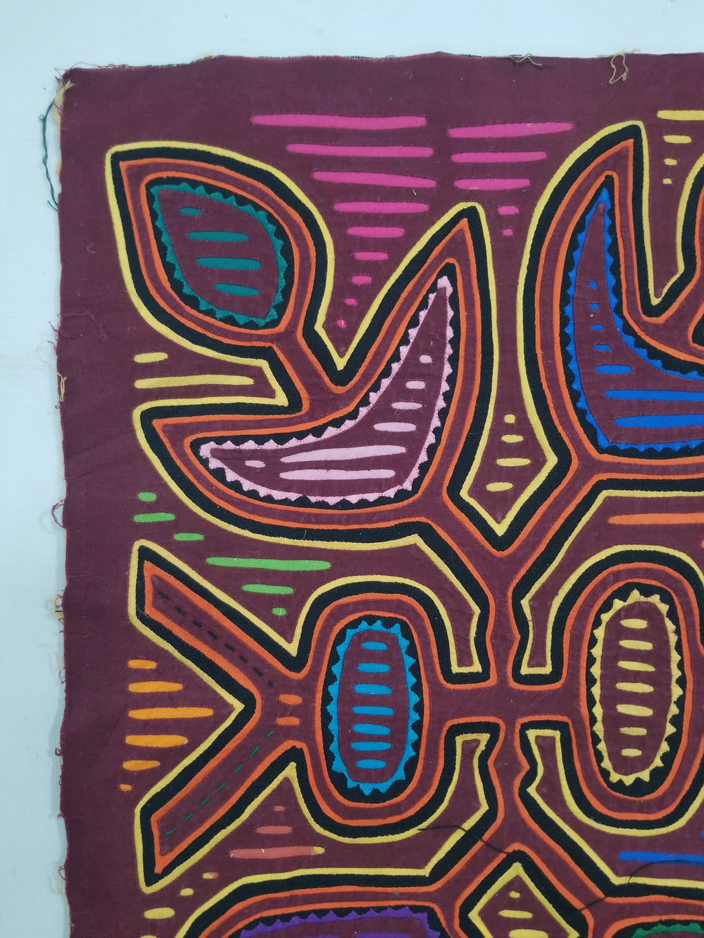 Vintage Traditional Kuna Mola Applique Work Folk Art Panel 50x32cm