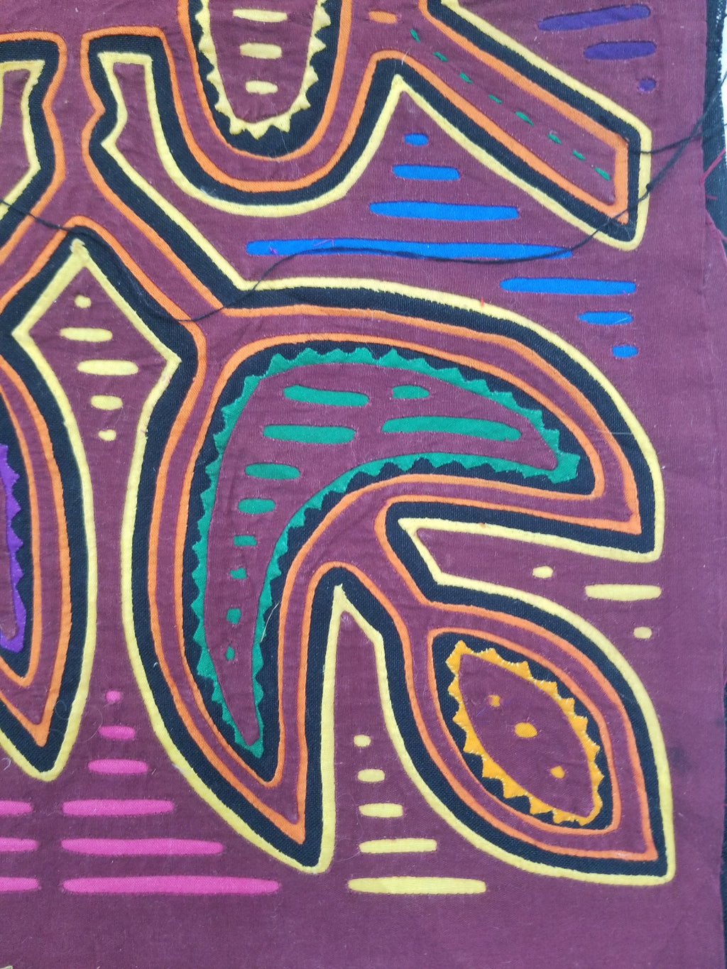 Vintage Traditional Kuna Mola Applique Work Folk Art Panel 50x32cm