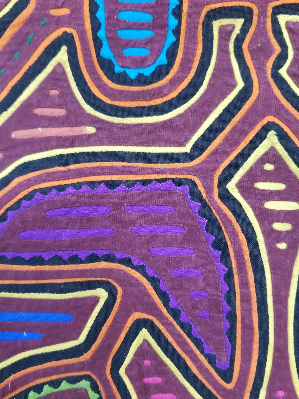 Vintage Traditional Kuna Mola Applique Work Folk Art Panel 50x32cm