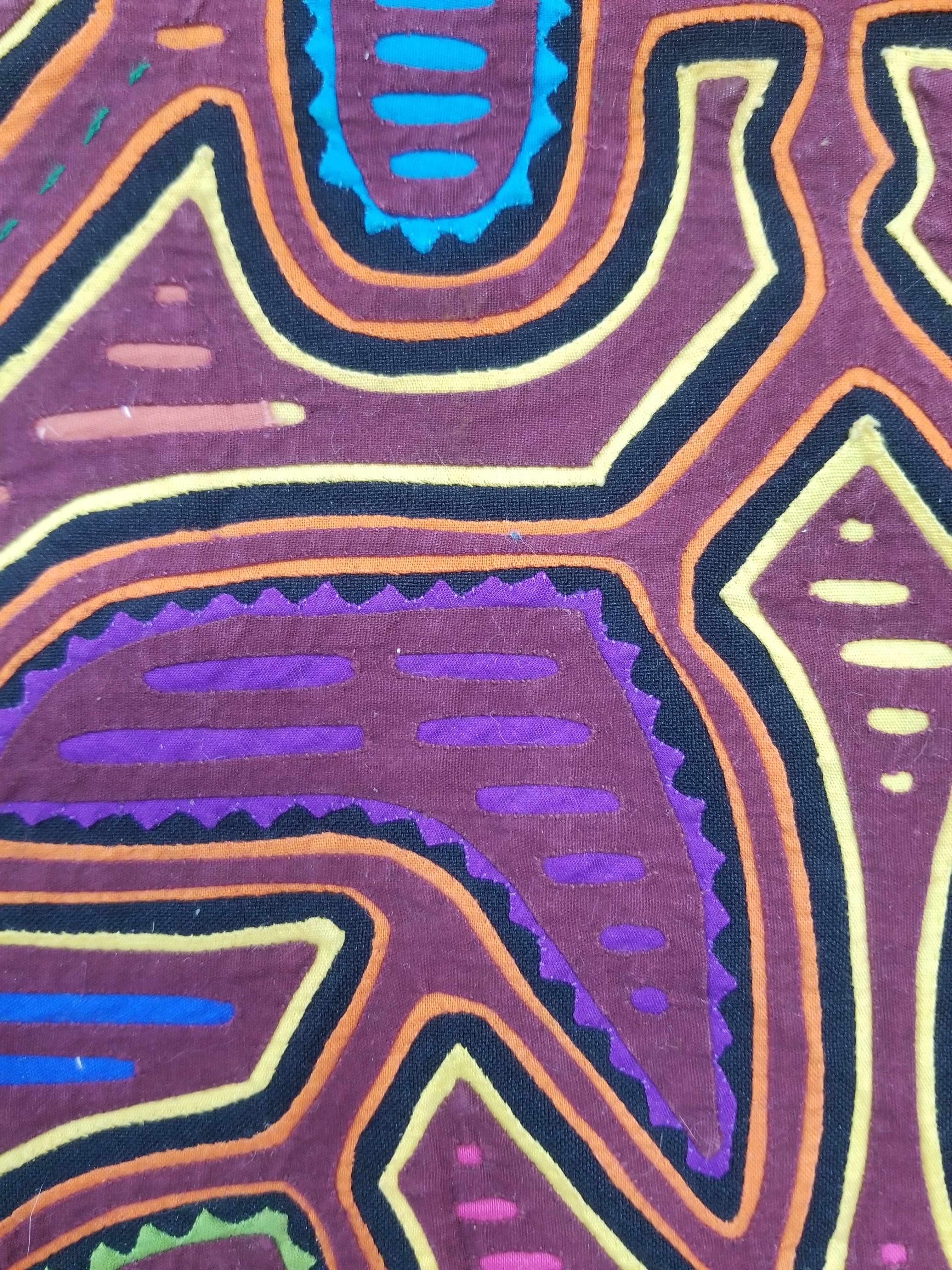 Vintage Traditional Kuna Mola Applique Work Folk Art Panel 50x32cm