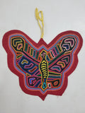 Vintage Traditional Kuna Mola Applique Work Folk Art Butterfly Shape Panel 35x28cm