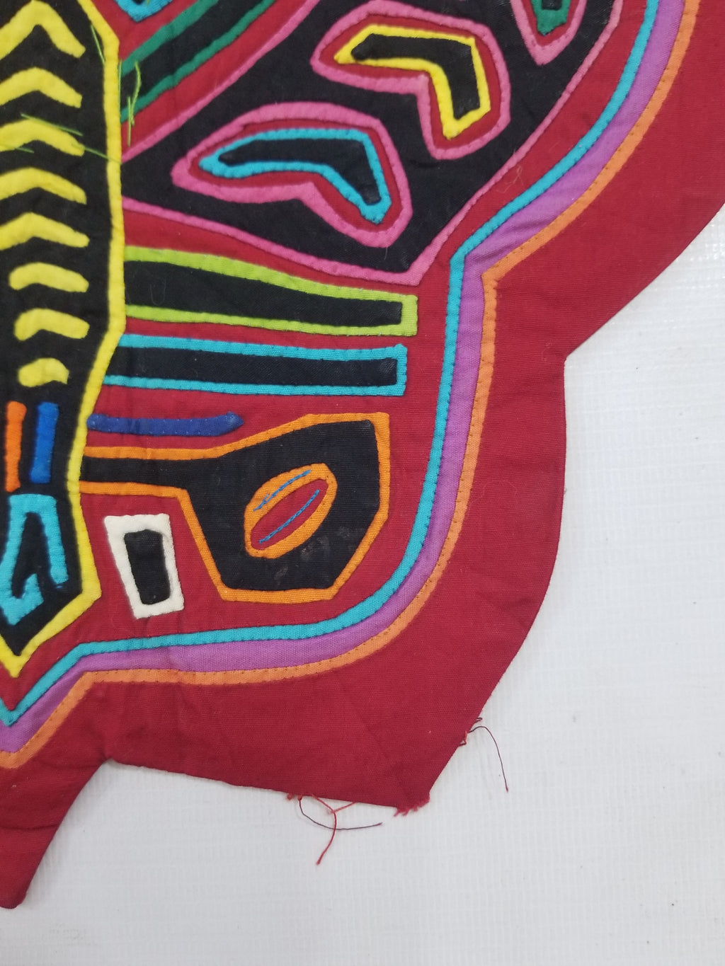 Vintage Traditional Kuna Mola Applique Work Folk Art Butterfly Shape Panel 35x28cm