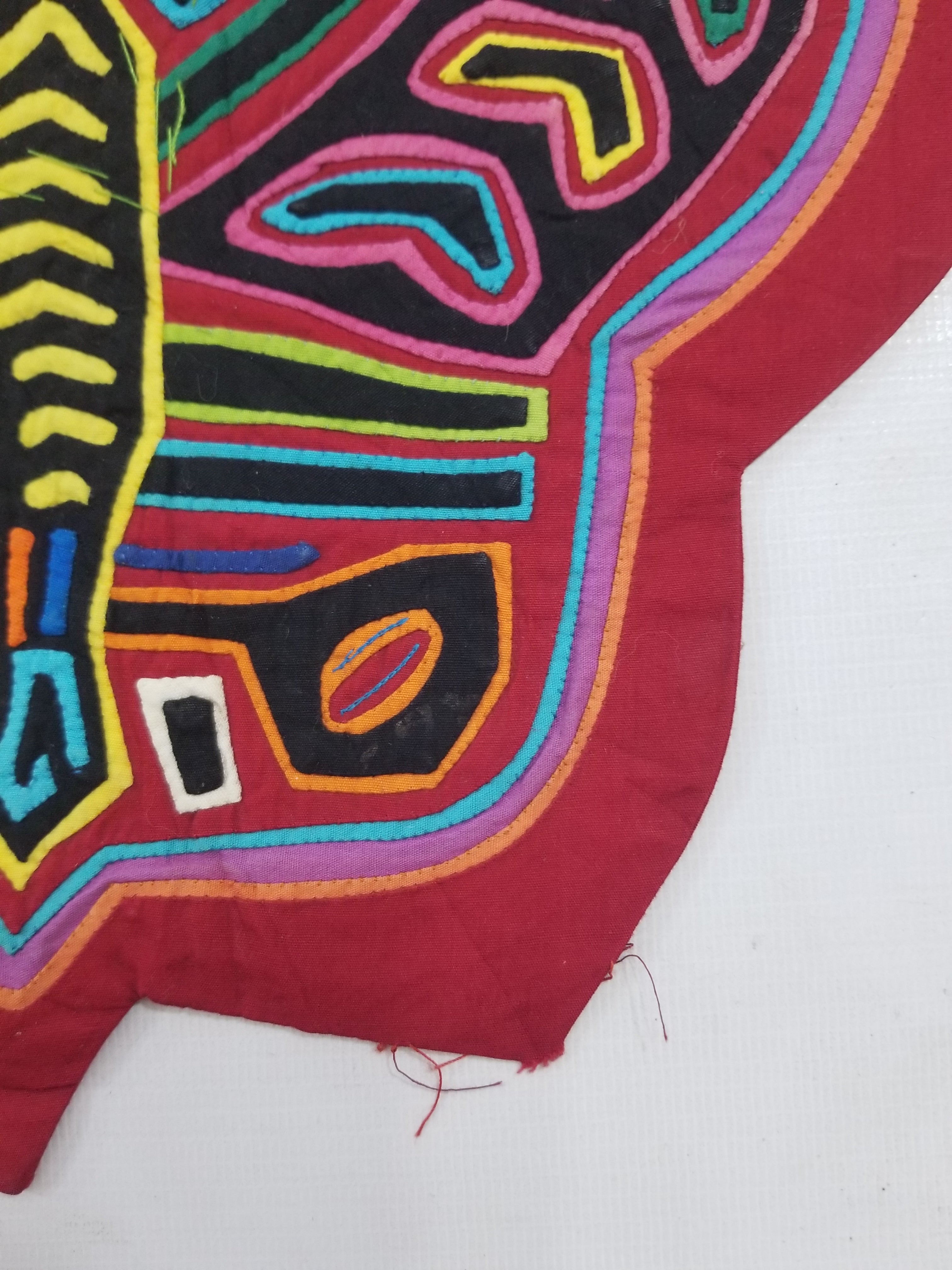 Vintage Traditional Kuna Mola Applique Work Folk Art Butterfly Shape Panel 35x28cm