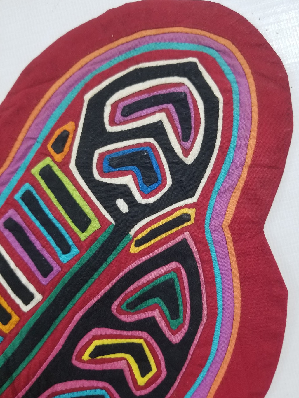Vintage Traditional Kuna Mola Applique Work Folk Art Butterfly Shape Panel 35x28cm