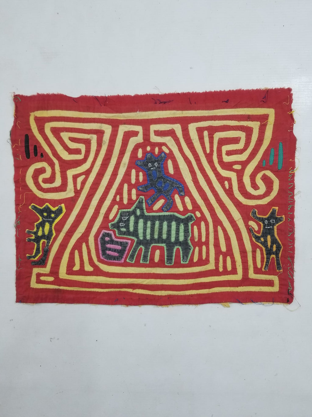 Vintage Traditional Kuna Mola Applique Work Folk Art Panel 40x30cm
