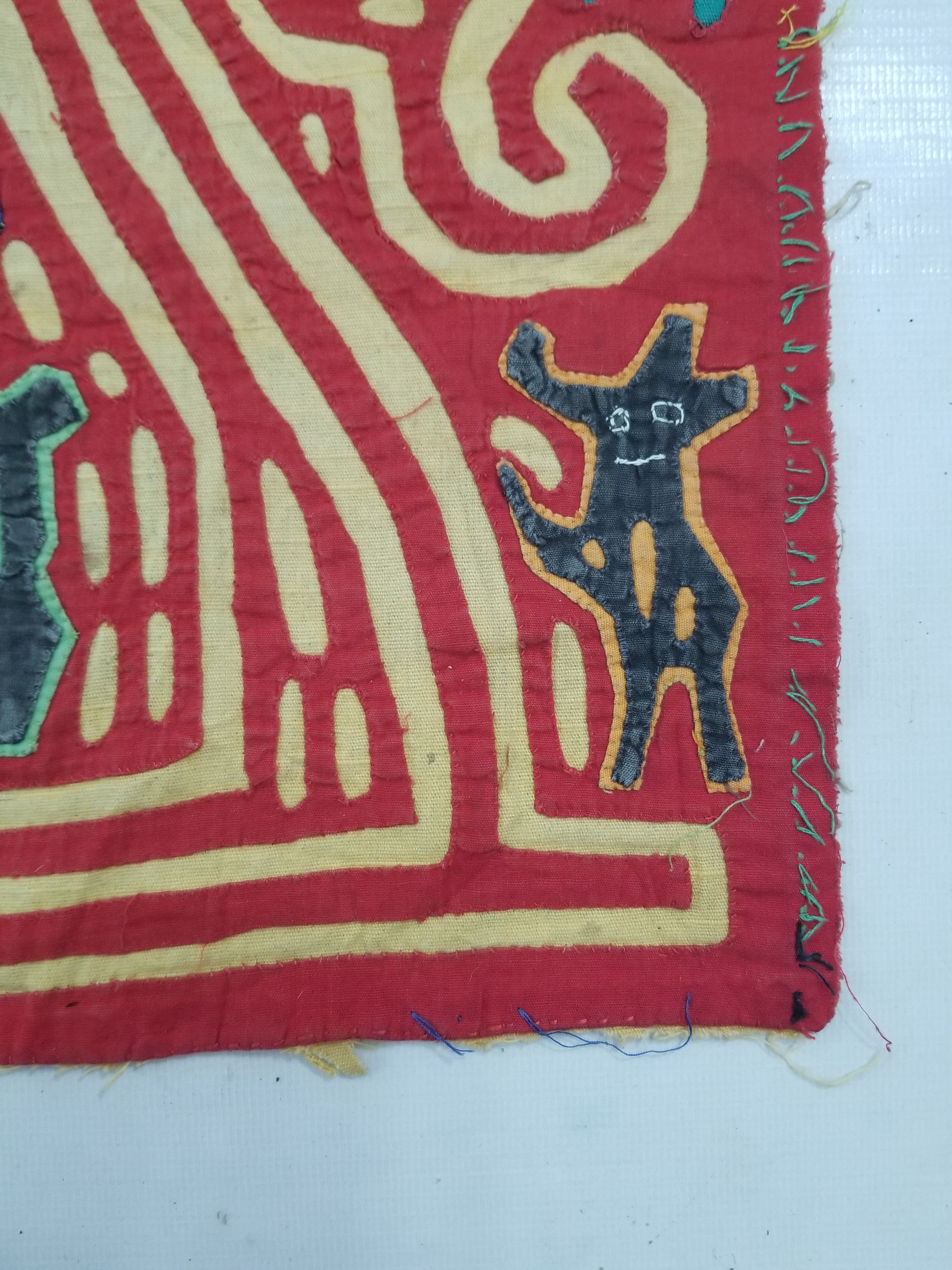 Vintage Traditional Kuna Mola Applique Work Folk Art Panel 40x30cm
