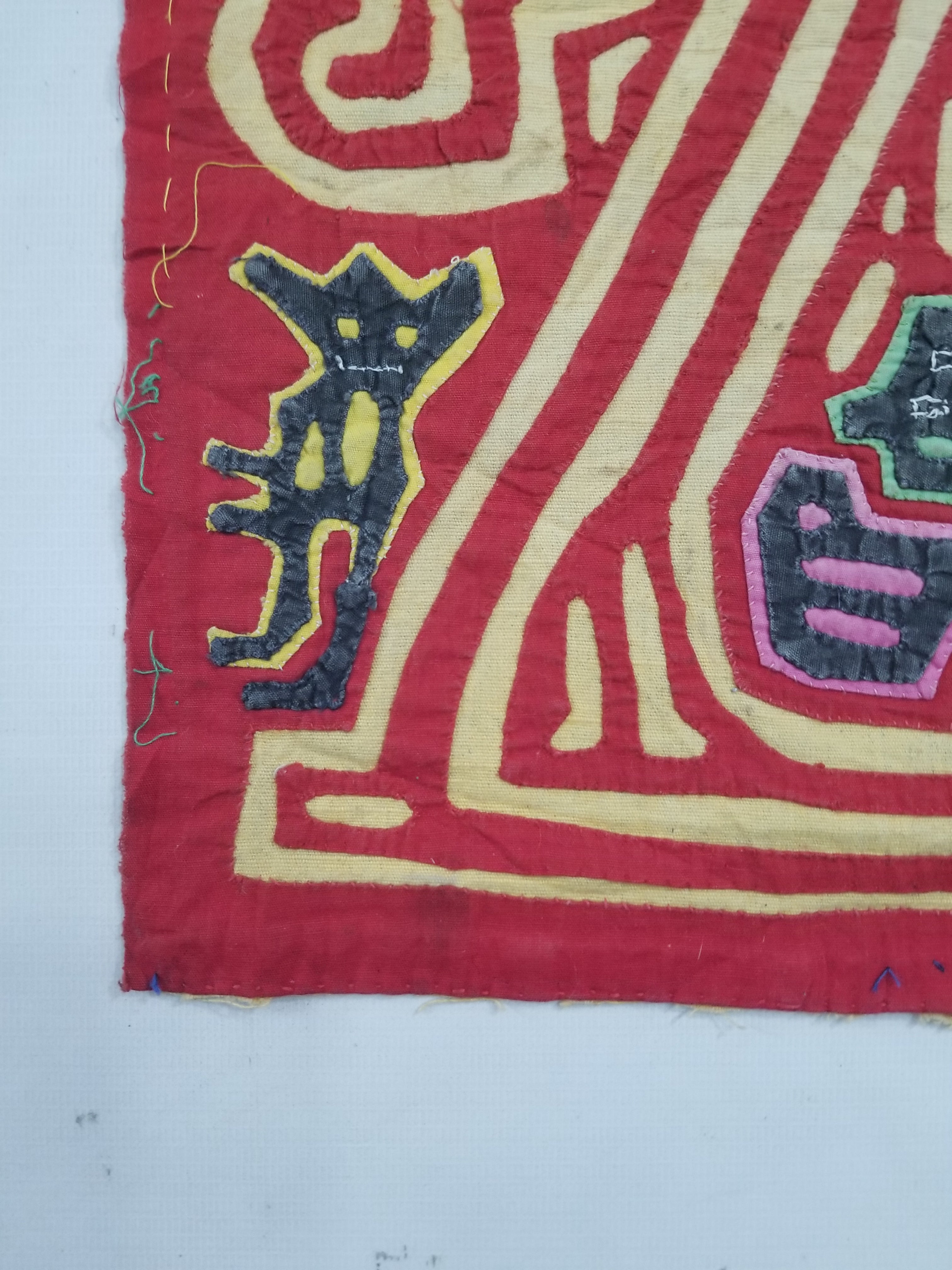 Vintage Traditional Kuna Mola Applique Work Folk Art Panel 40x30cm