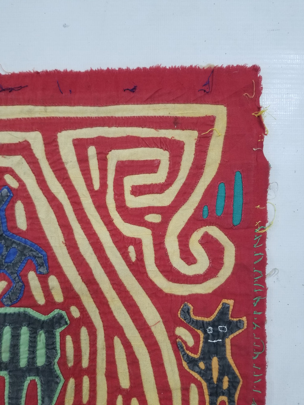 Vintage Traditional Kuna Mola Applique Work Folk Art Panel 40x30cm