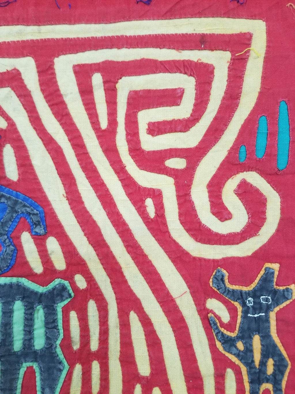 Vintage Traditional Kuna Mola Applique Work Folk Art Panel 40x30cm