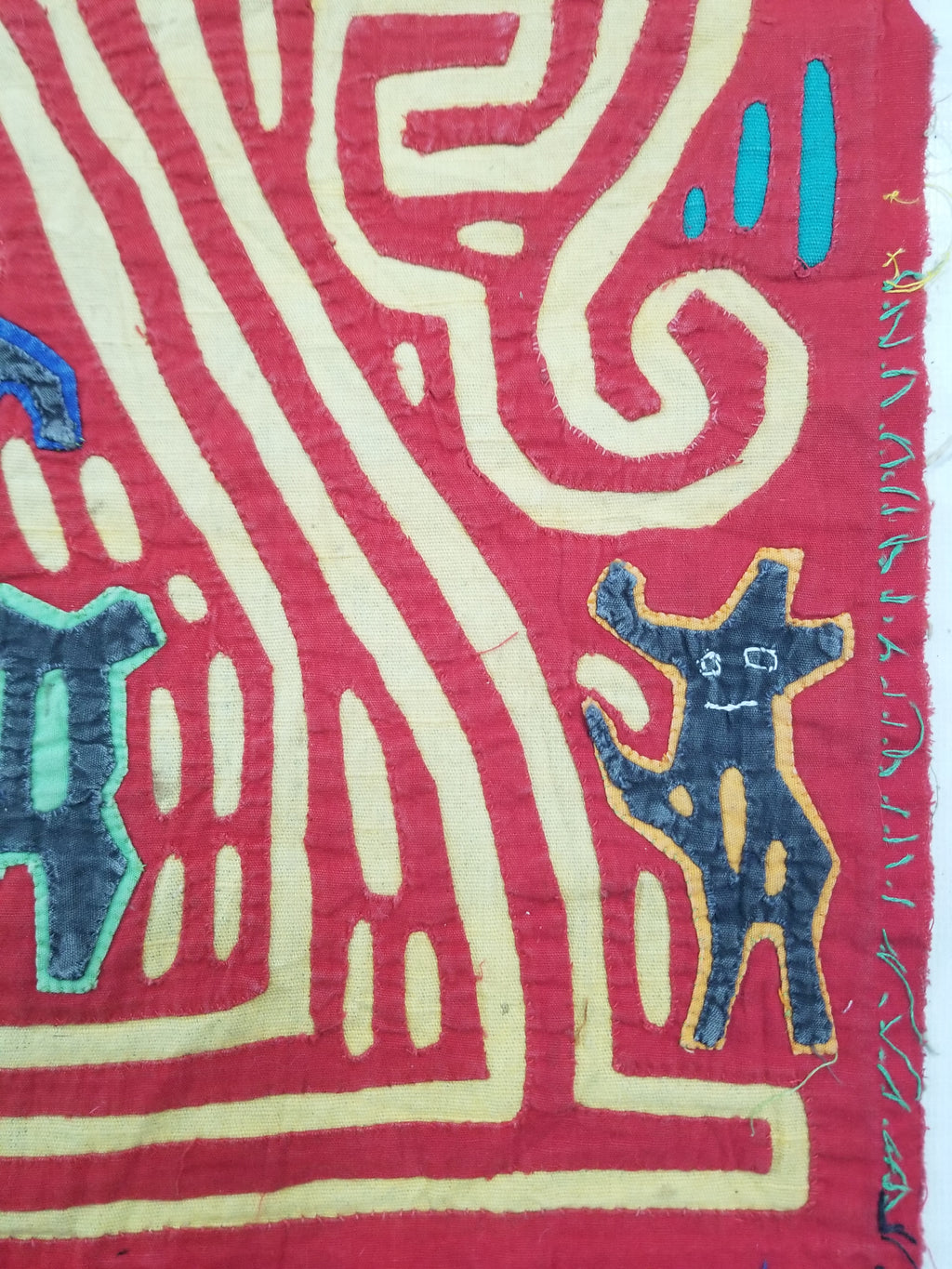 Vintage Traditional Kuna Mola Applique Work Folk Art Panel 40x30cm
