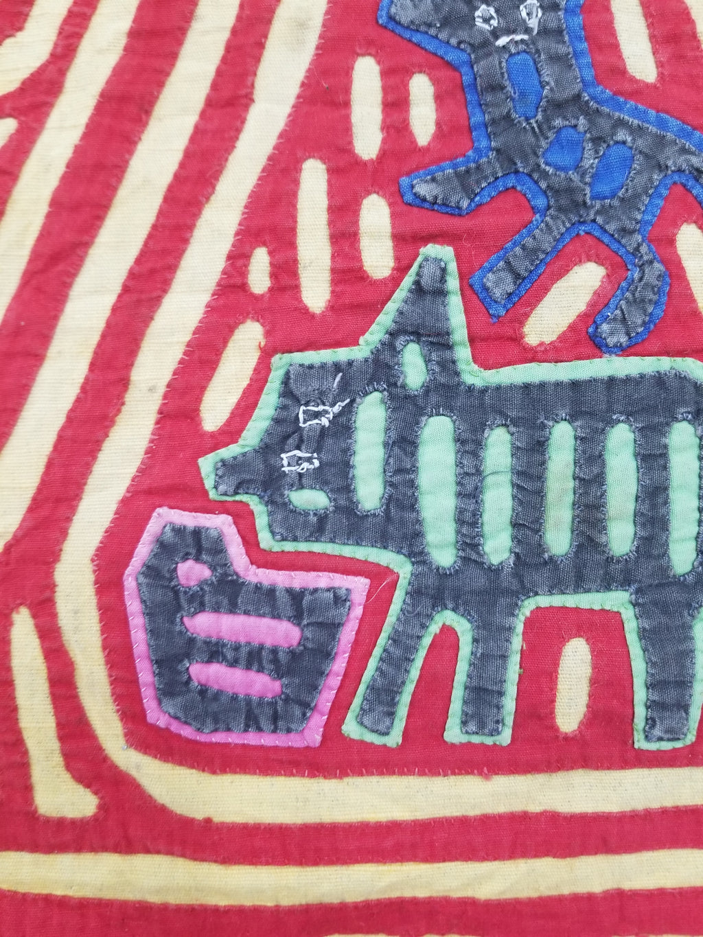 Vintage Traditional Kuna Mola Applique Work Folk Art Panel 40x30cm