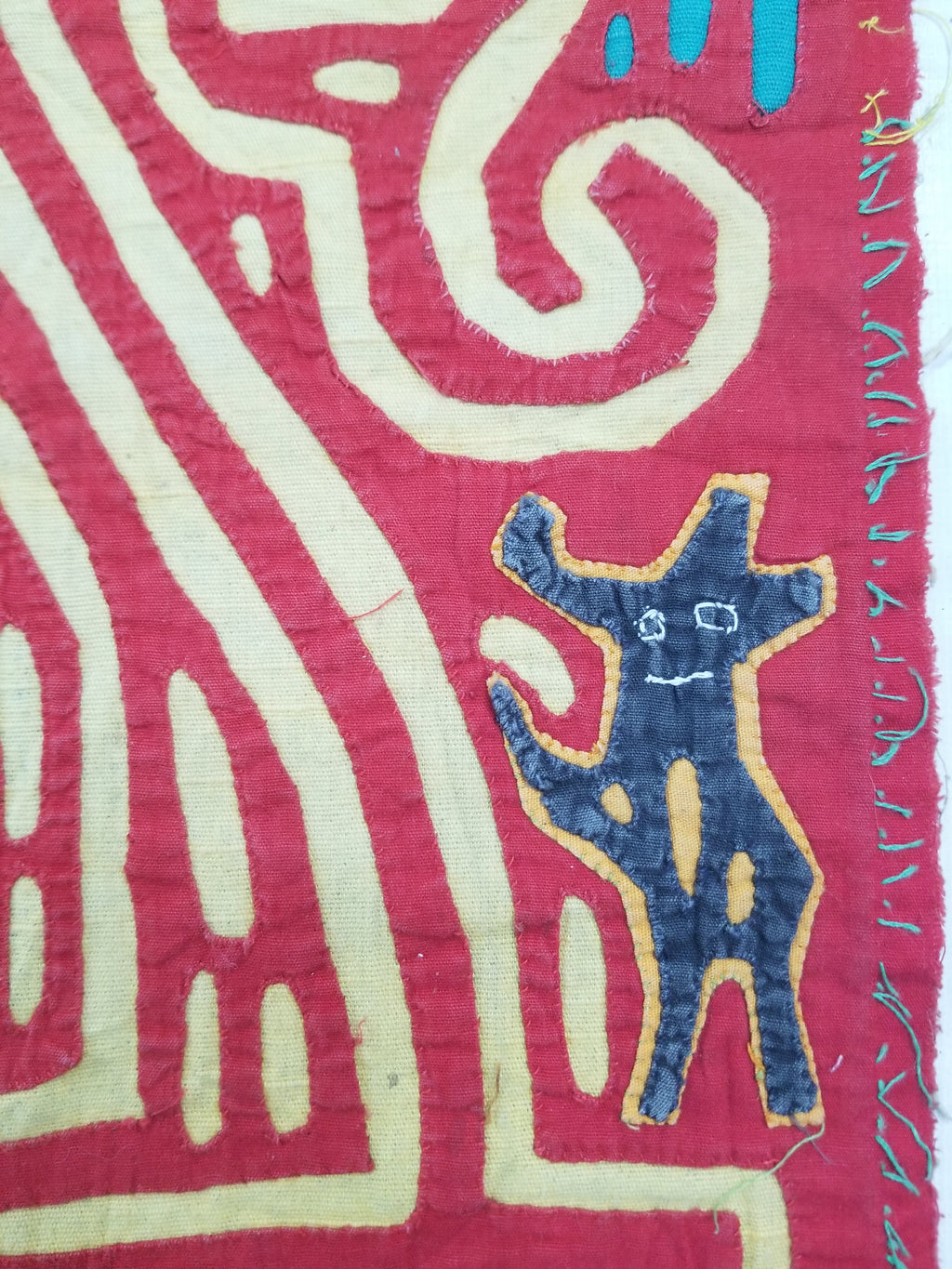 Vintage Traditional Kuna Mola Applique Work Folk Art Panel 40x30cm