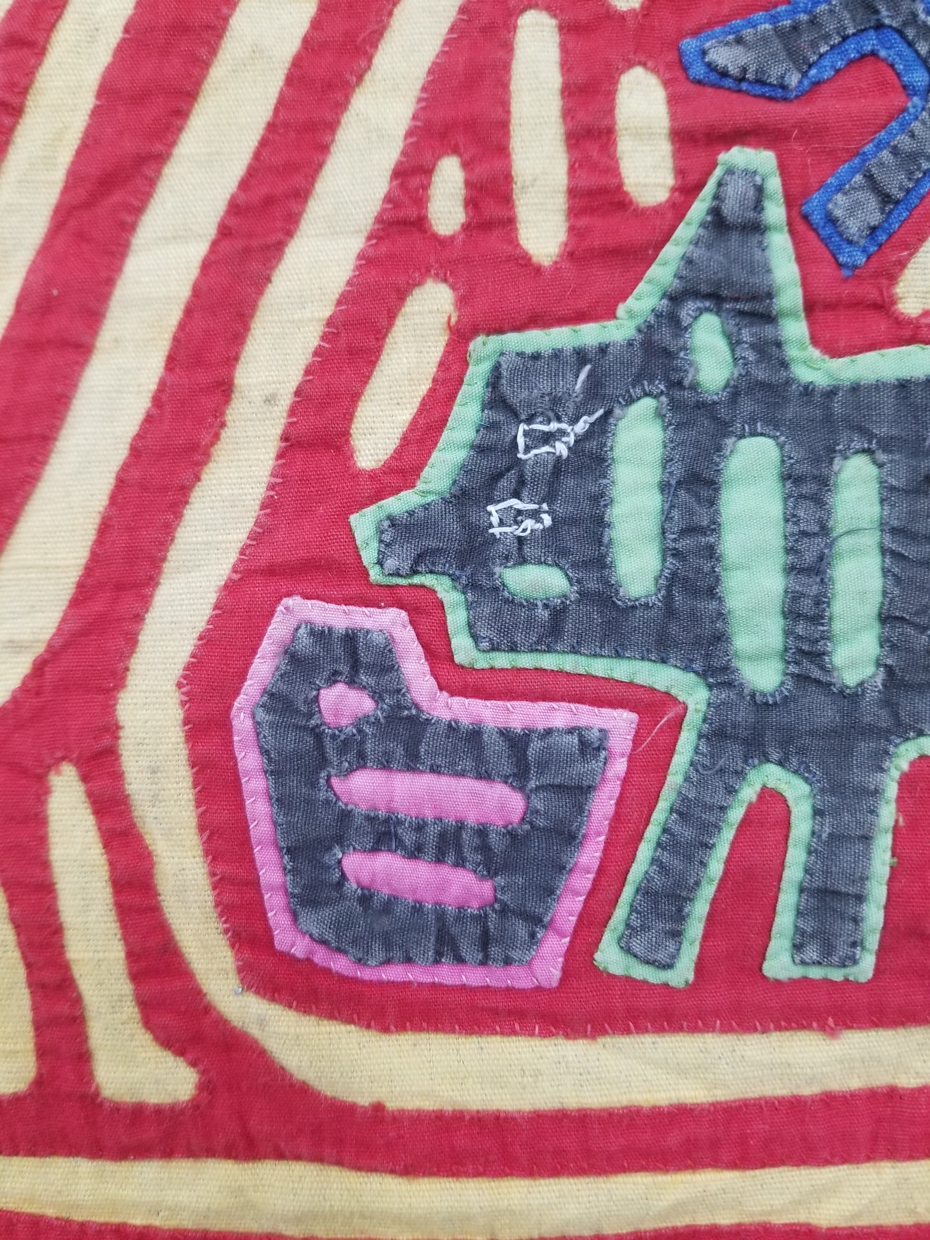 Vintage Traditional Kuna Mola Applique Work Folk Art Panel 40x30cm