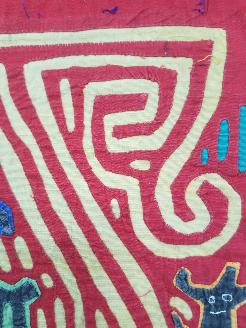 Vintage Traditional Kuna Mola Applique Work Folk Art Panel 40x30cm