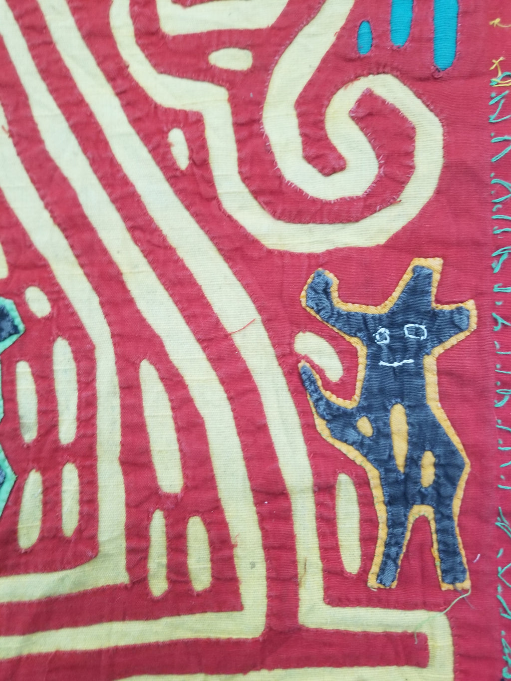 Vintage Traditional Kuna Mola Applique Work Folk Art Panel 40x30cm