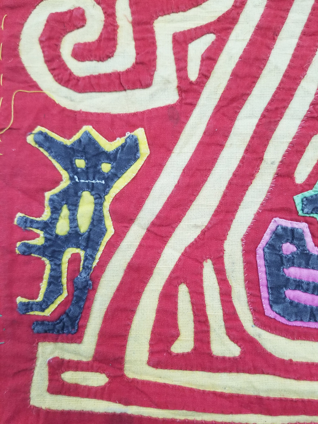 Vintage Traditional Kuna Mola Applique Work Folk Art Panel 40x30cm