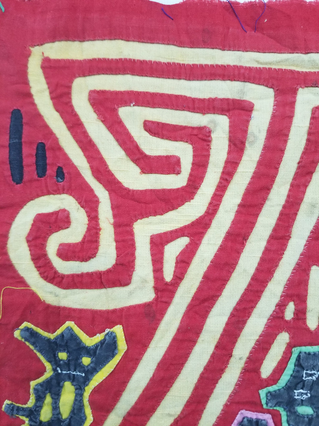 Vintage Traditional Kuna Mola Applique Work Folk Art Panel 40x30cm