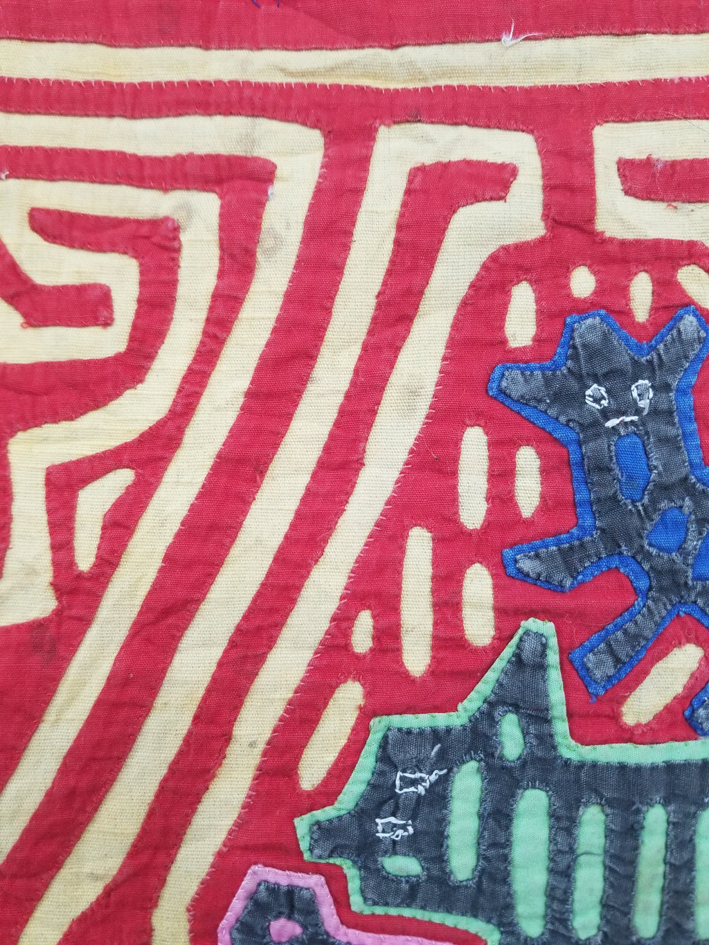 Vintage Traditional Kuna Mola Applique Work Folk Art Panel 40x30cm