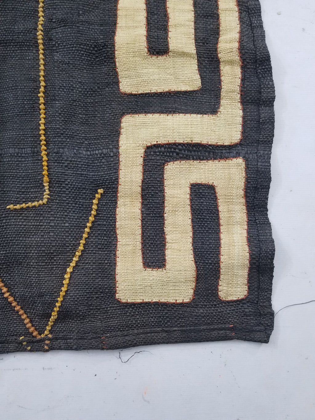 Vintage African Handwoven Kuba Cloth Raffia Textile Panel 115x51cm