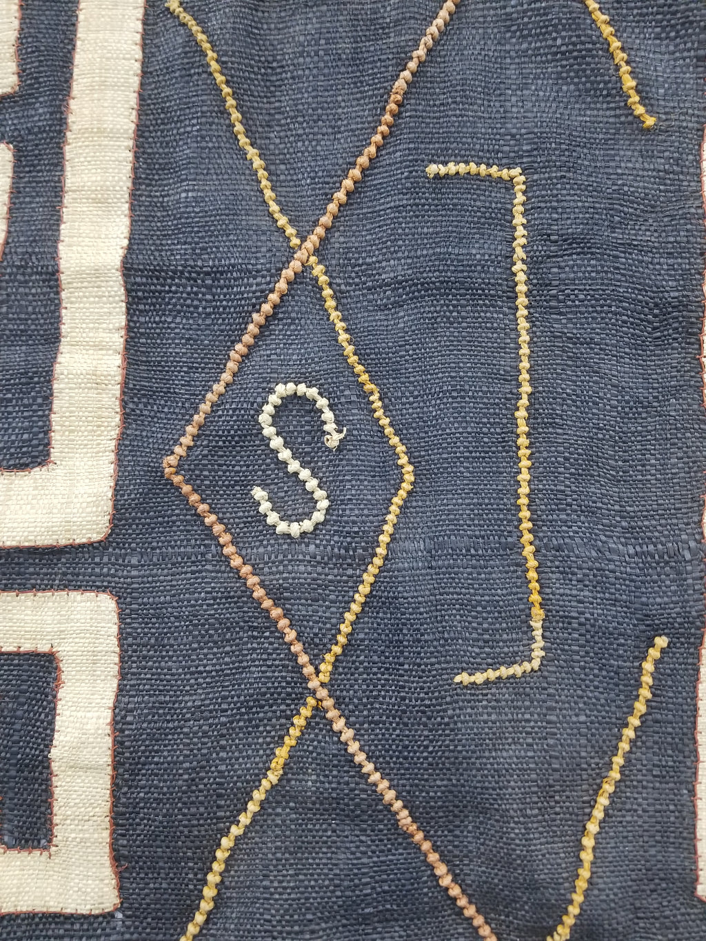 Vintage African Handwoven Kuba Cloth Raffia Textile Panel 115x51cm