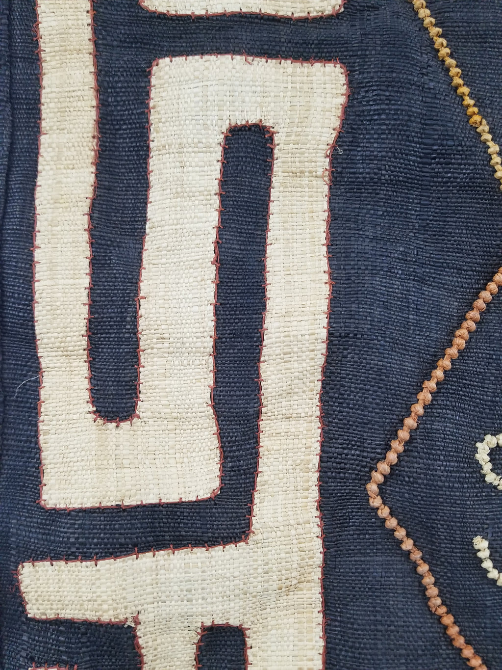 Vintage African Handwoven Kuba Cloth Raffia Textile Panel 115x51cm