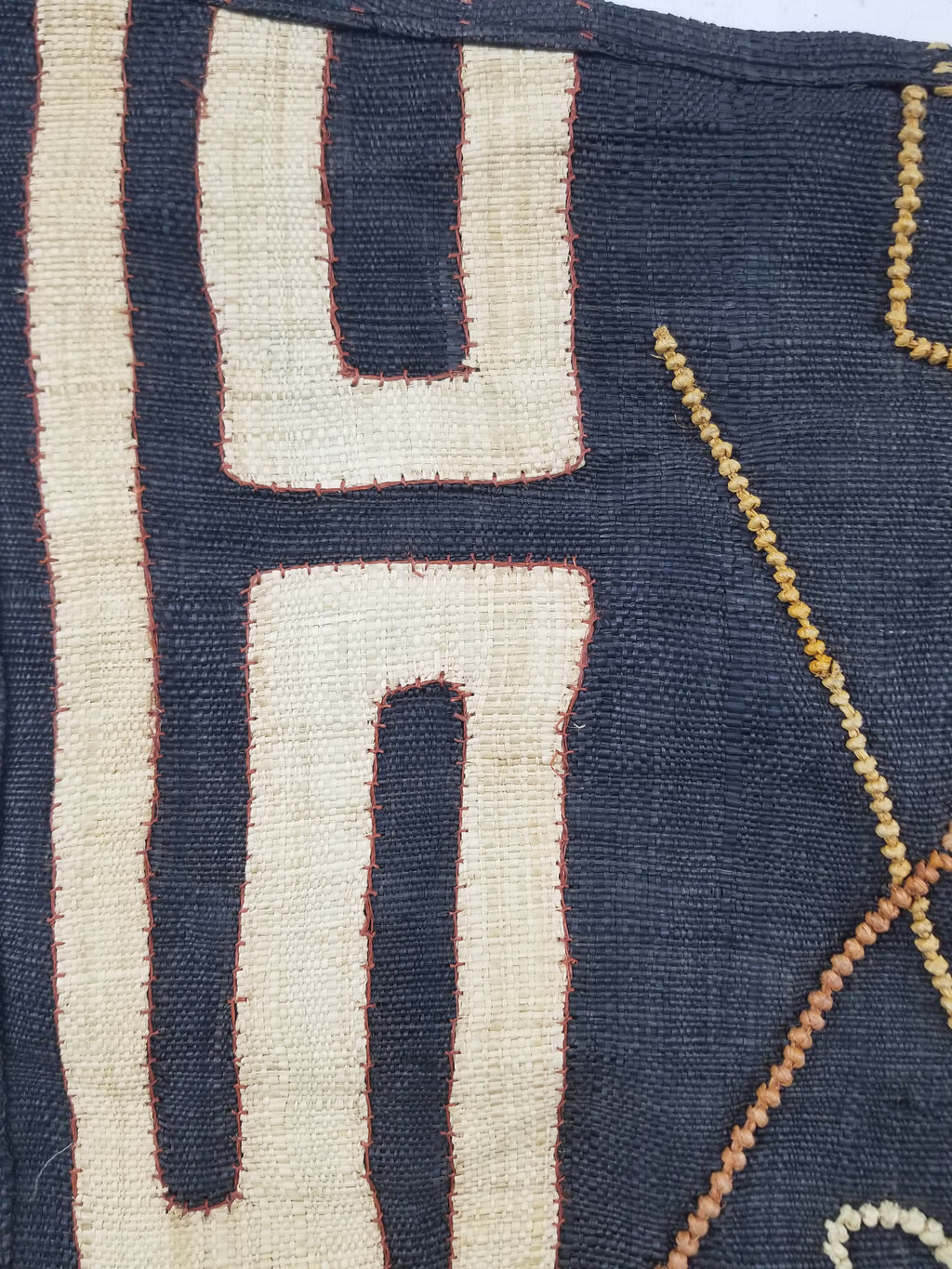 Vintage African Handwoven Kuba Cloth Raffia Textile Panel 115x51cm