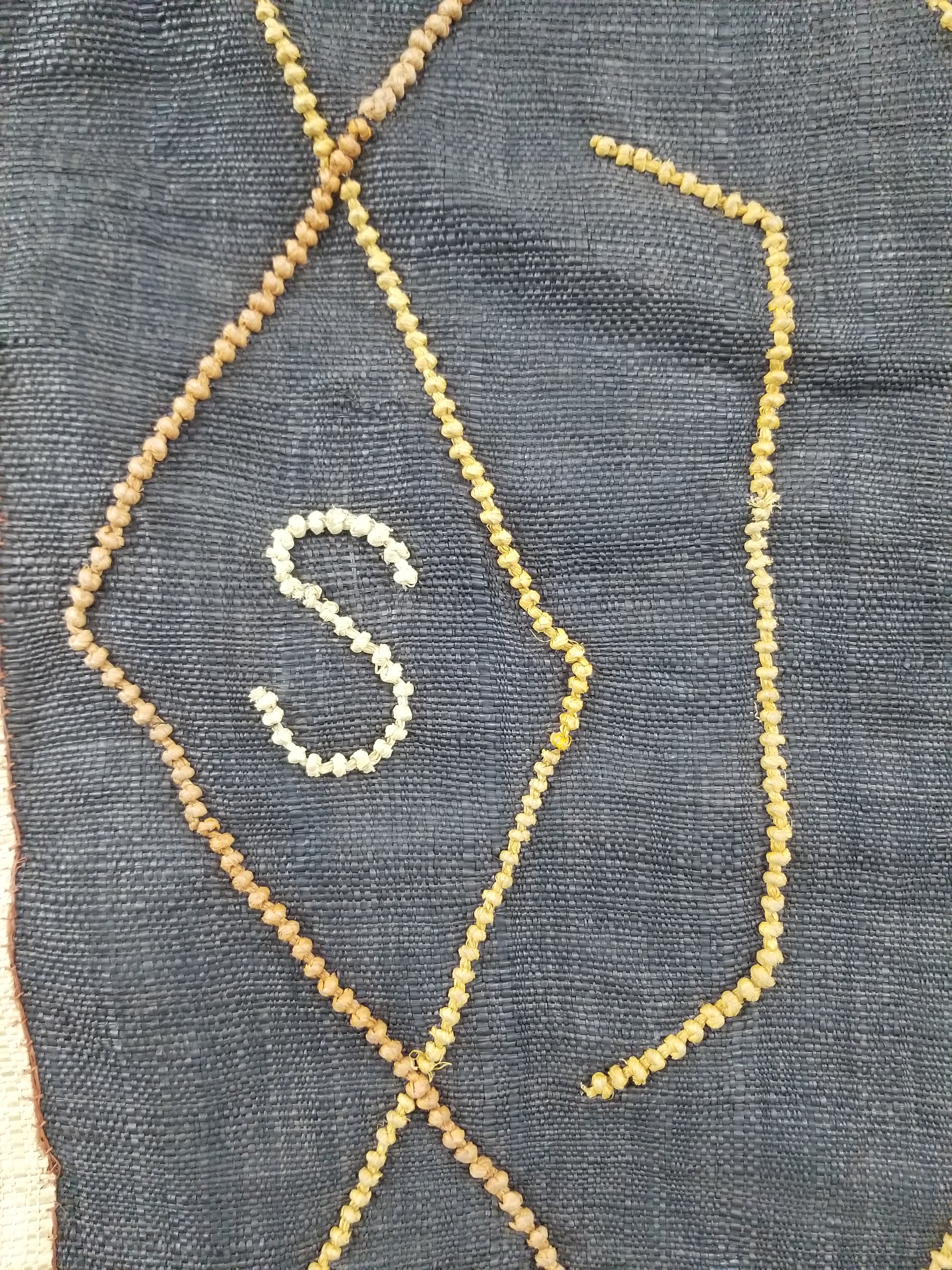 Vintage African Handwoven Kuba Cloth Raffia Textile Panel 115x51cm