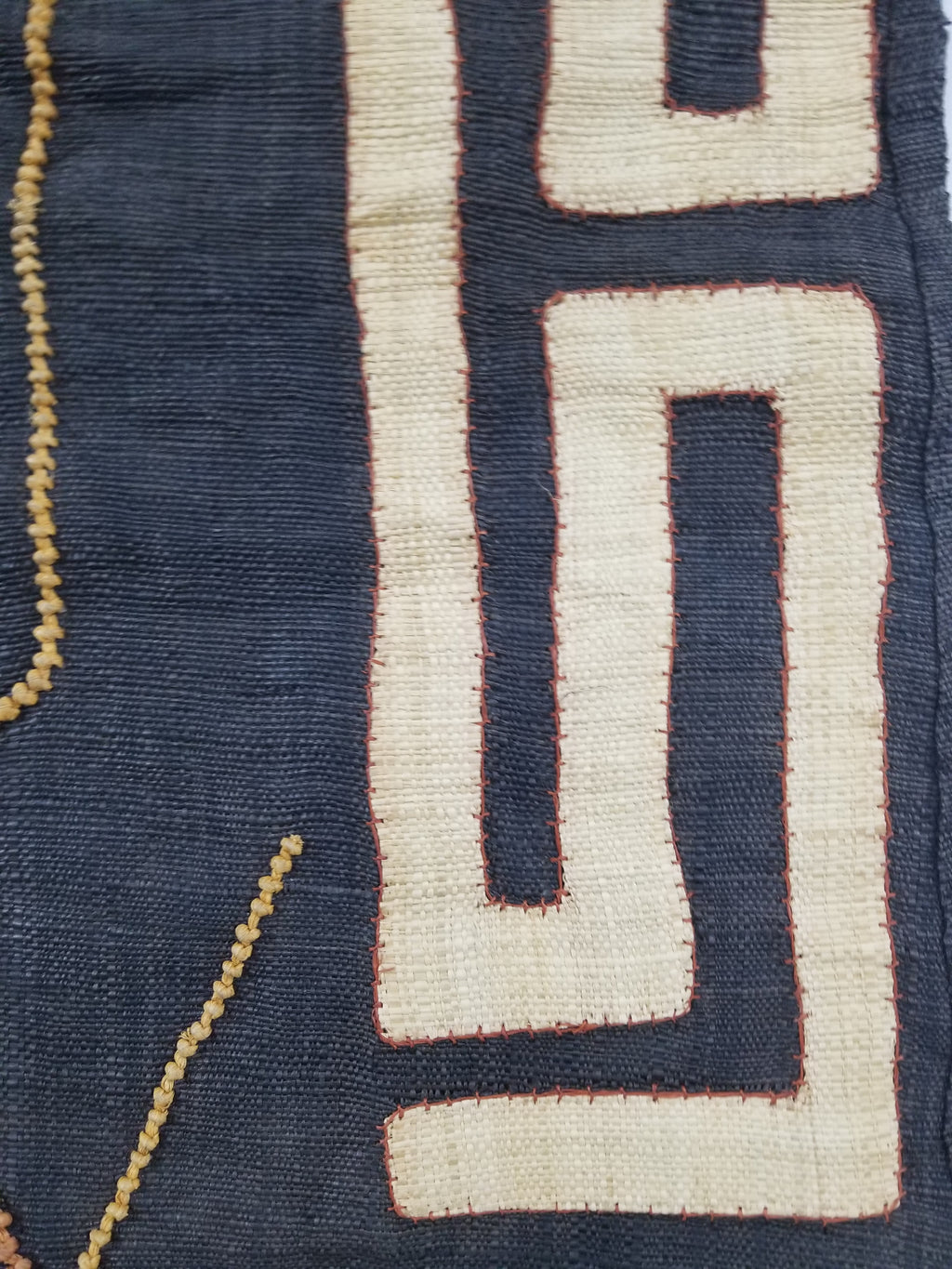 Vintage African Handwoven Kuba Cloth Raffia Textile Panel 115x51cm