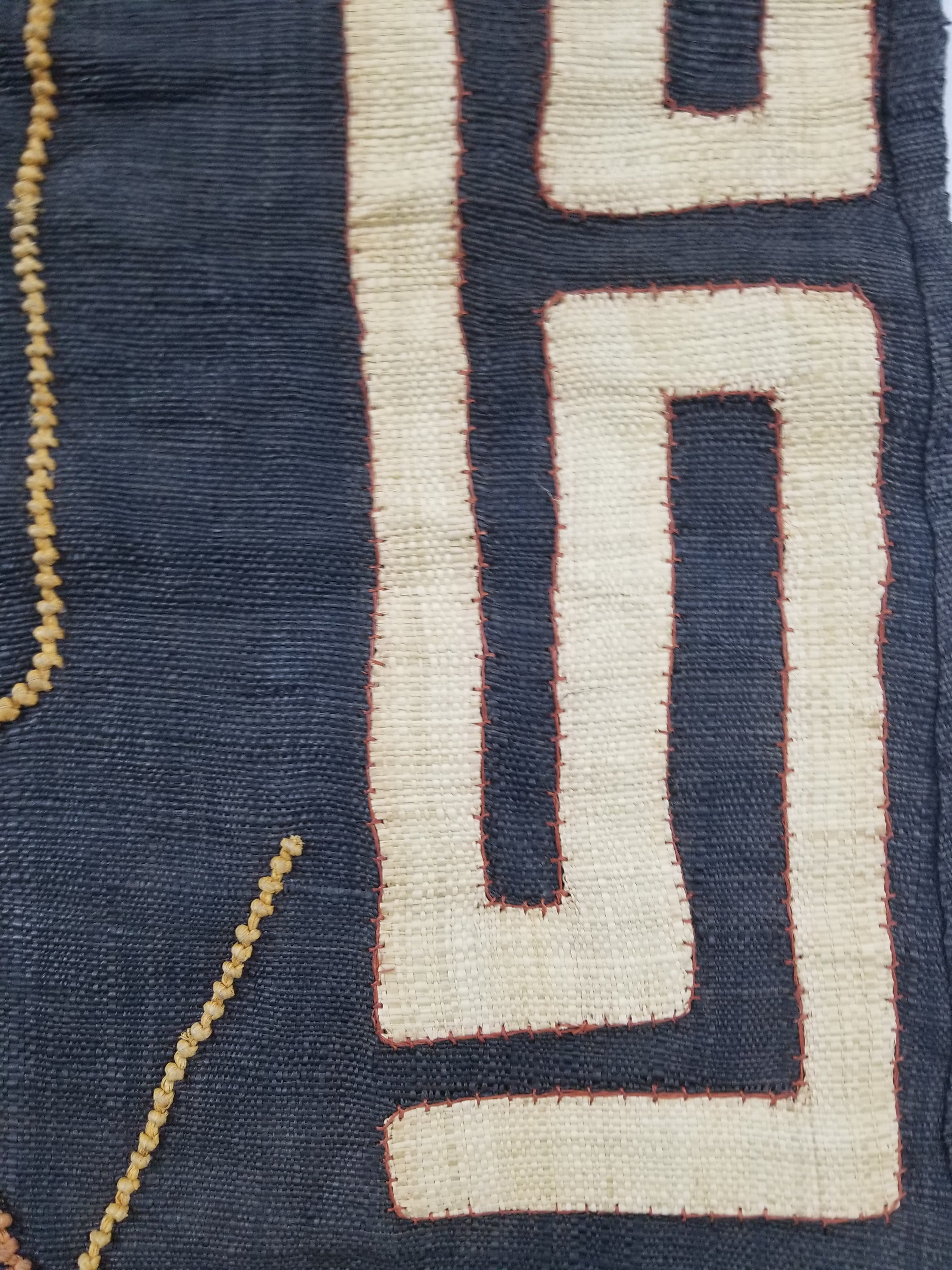 Vintage African Handwoven Kuba Cloth Raffia Textile Panel 115x51cm