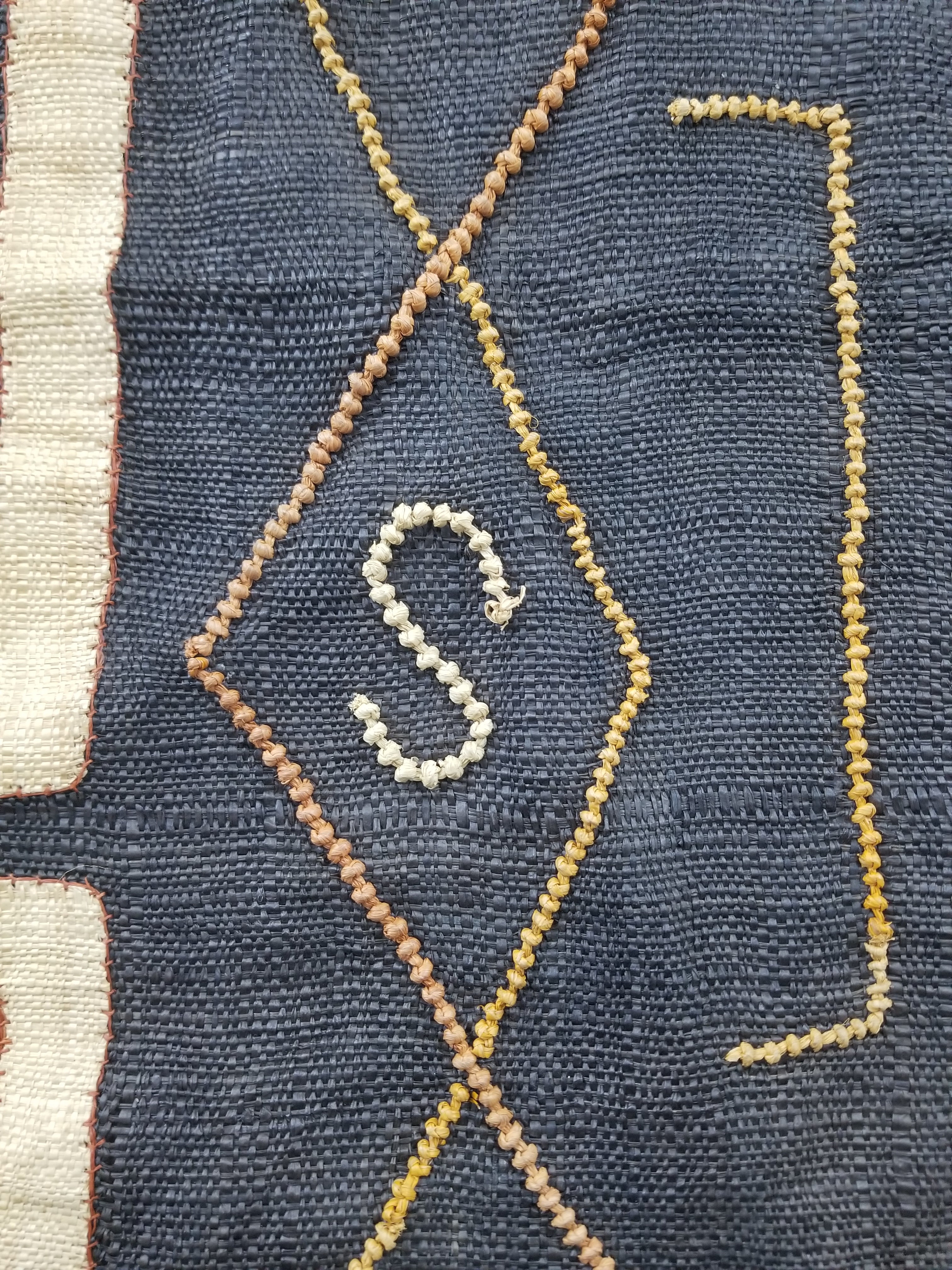 Vintage African Handwoven Kuba Cloth Raffia Textile Panel 115x51cm