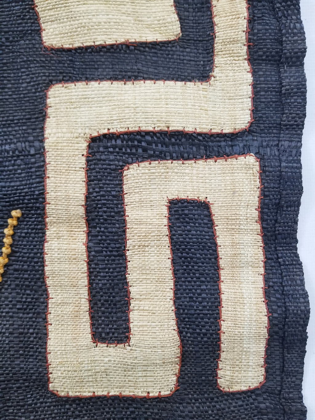 Vintage African Handwoven Kuba Cloth Raffia Textile Panel 115x51cm